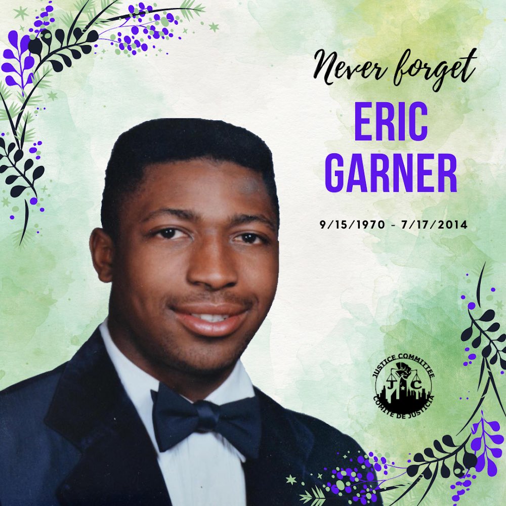 watchthecops's tweet photo. Today marks 9 years since #NYPD officers murdered #EricGarner during an unconstitutional stop. We send love to @GwenCarrERIC &amp; his family &amp; continue to stand with them demanding all officers &amp; city officials responsible for Eric's death &amp; the subsequent cover-up are fired. https://t.co/Oc6ugTk1Ff