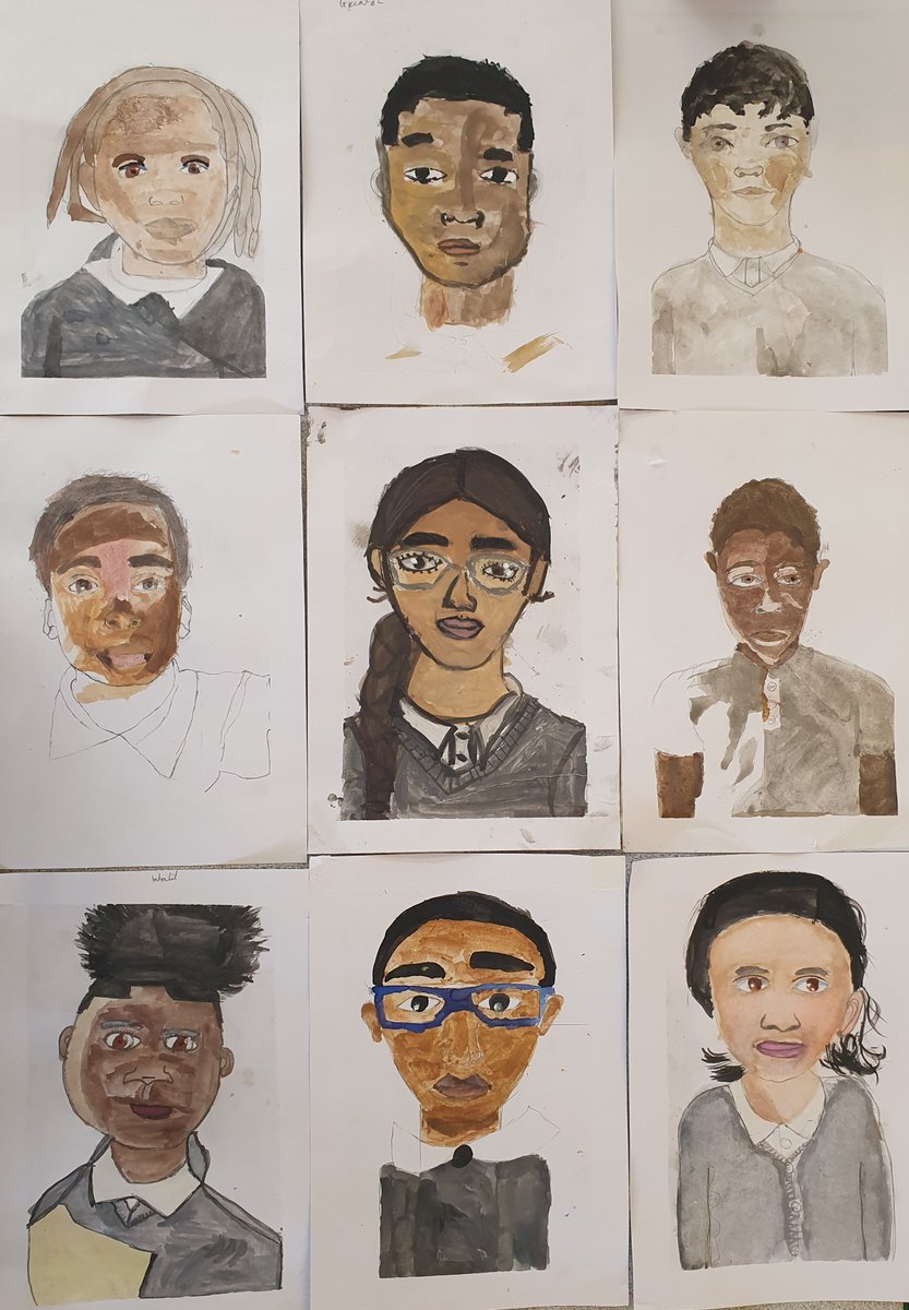 Still working hard with just a week to go! Year 6 @stmichaelsb21 produced some impressive watercolour self portraits this morning.