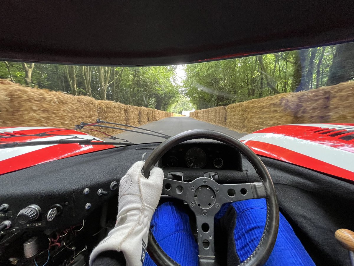 karunchandhok's tweet photo. Cockpit views from the 4 amazing cars I drove at @fosgoodwood… 

Le Mans winning cars :  Porsche 917k from 1970 &amp; Mazda 787b from 1991

Colin McRae’s Subaru Impreza from 1996 and CanAM Mclaren M6B from 1968 https://t.co/Euf25LD2ow