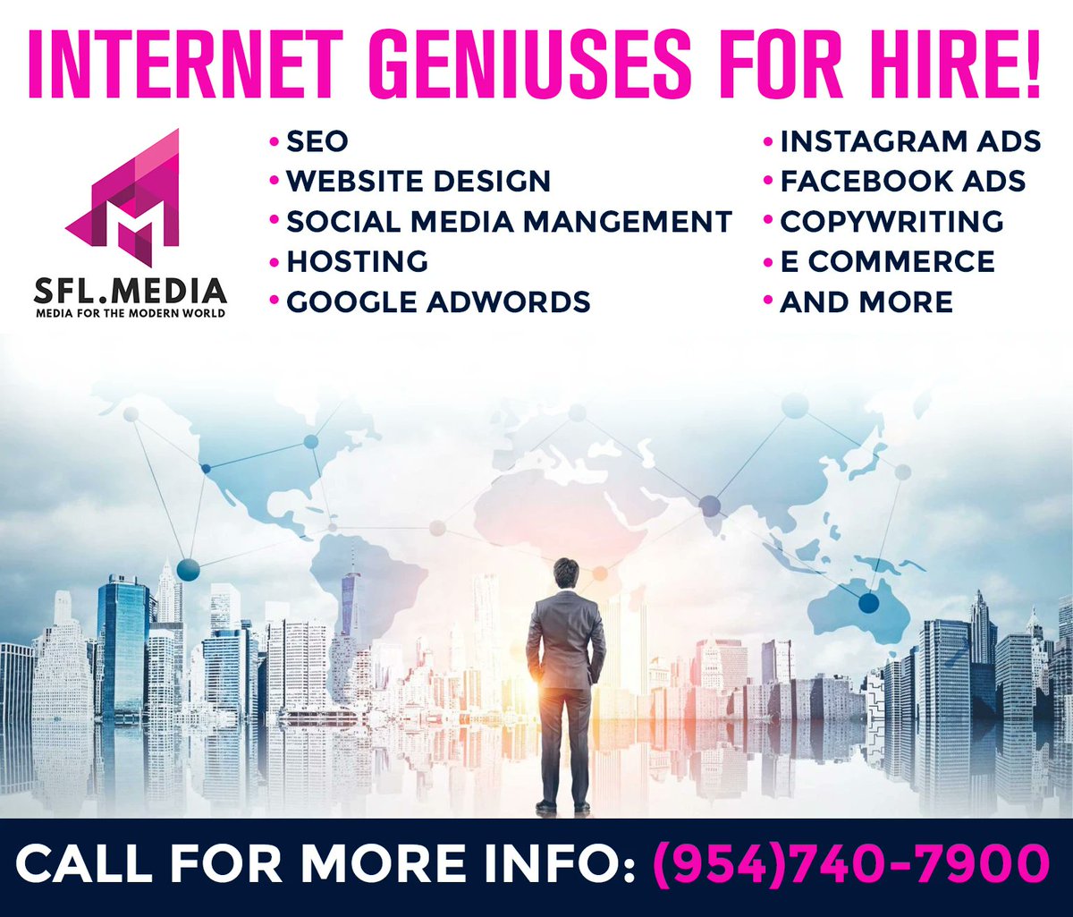 MediaSFL's tweet photo. It's Monday do You Need Help With Your Website and Social Media? Call The Internet Genuises at SFL Media Today! 

- Web Design 
- Social Media 
- Google Adwords 
- Search Engine Optimization 

🖥️ ⌨️ 💻 https://t.co/NKV6pLHHUi