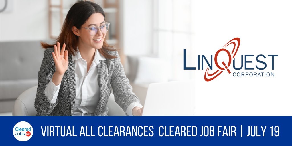 ClearedJobsNet's tweet image. Connect with @LinQuestCorp at the July 19 Nationwide Virtual #ClearedJobFair clearedjobs.net/job-fair-compa… #EnterpriseArchitect #SystemsEngineer