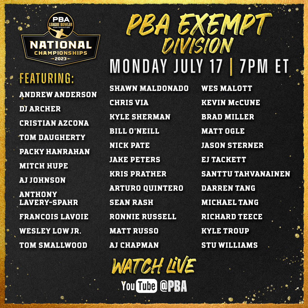 PBA Tour on Twitter: "The PBA Exempt division takes the lanes tonight