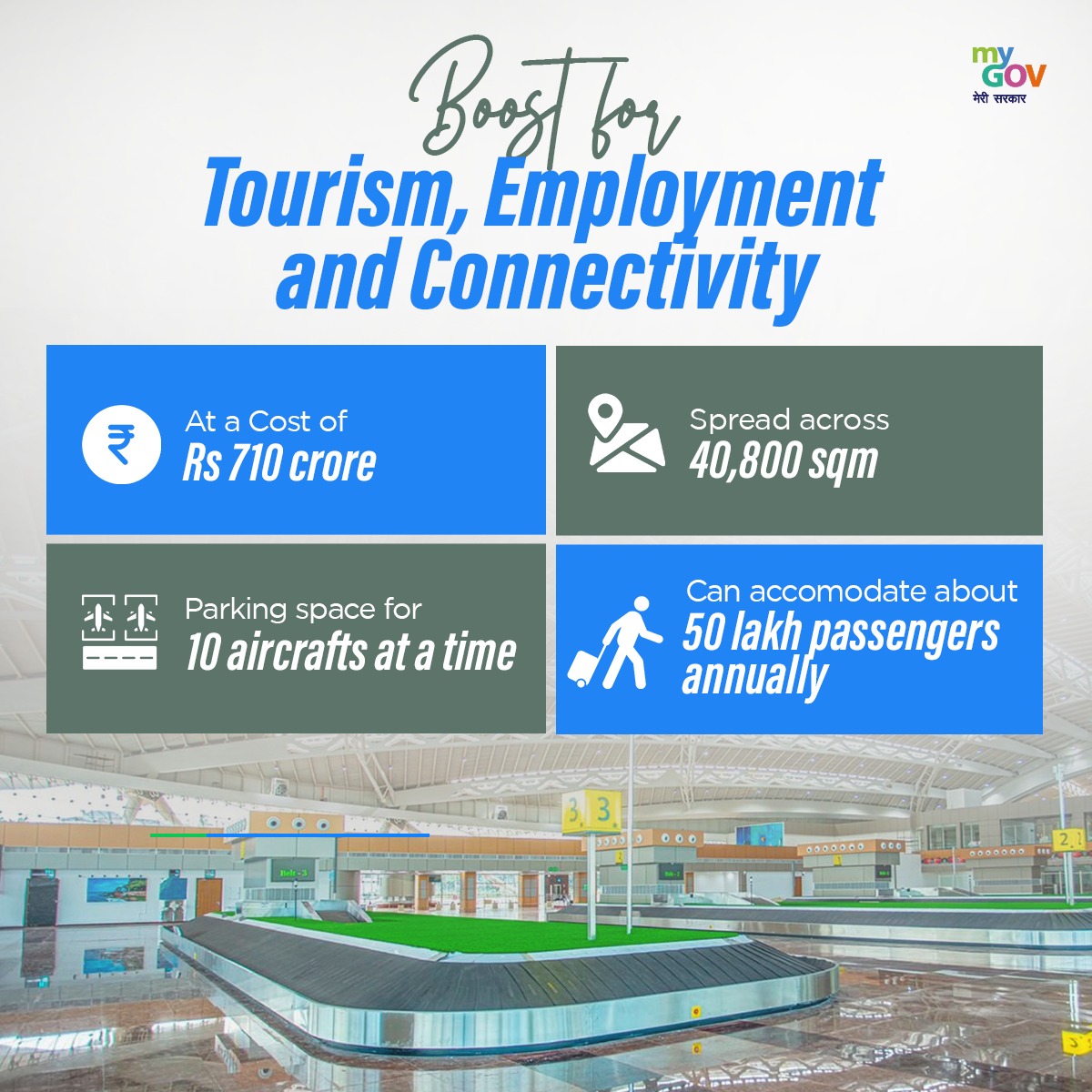 Introducing the new Integrated Terminal Building at Veer Savarkar Int'l Airport, Port Blair, designed at a cost of Rs 710 crore, spanning 40,800 sqm, and the capacity to serve 50 lakh passengers annually! 

#PortBlairTerminal