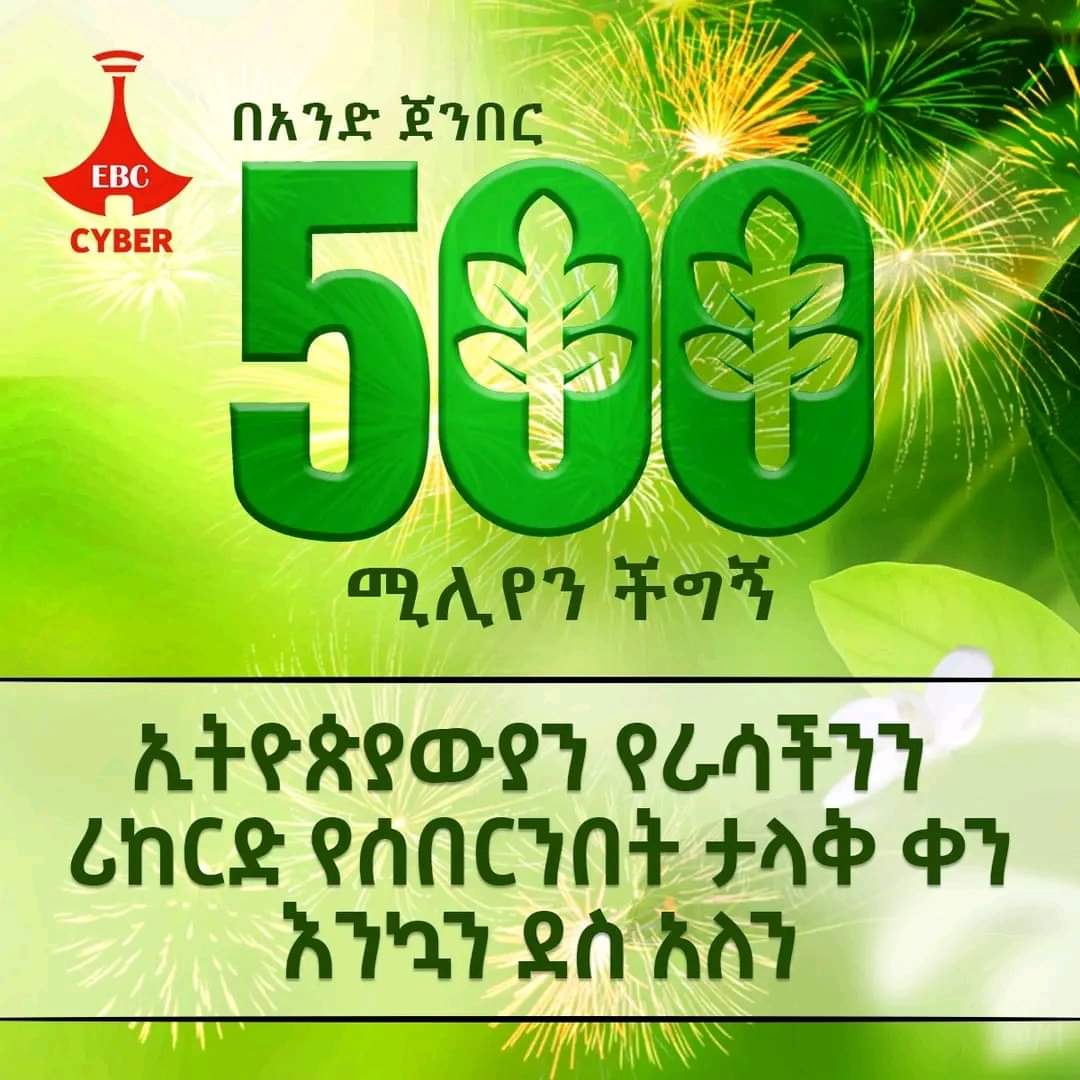 HHailekiros's tweet photo. Wow! Incredible achievement for Ethiopia! 🌱 Prime Minister Abiy Ahmed announced that over 500 million saplings were planted during a single-day planting program from 6:00 am to 6:00 pm. #Ethiopia #EnvironmentalSuccess #SustainableFuture https://t.co/CFk3DZ94zS