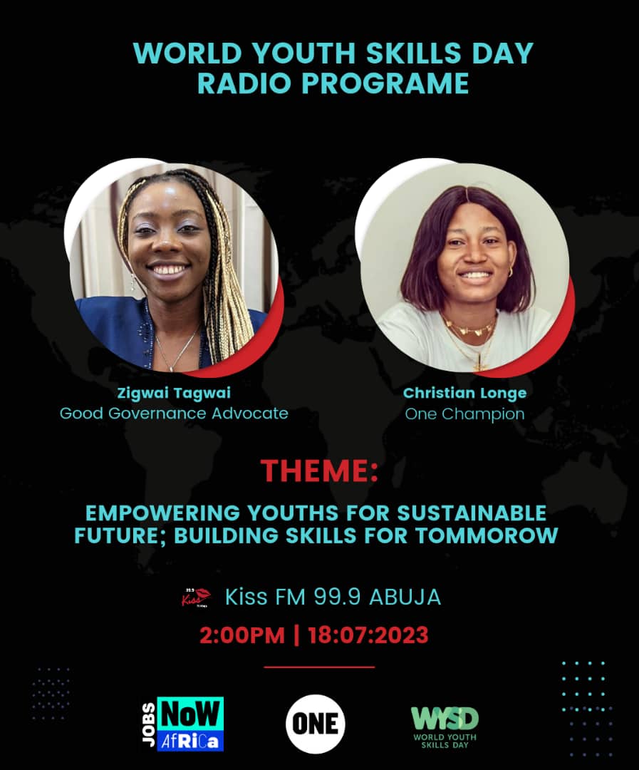 Tune in and join the conversation, tomorrow, at 2pm WAT, on Kiss FM.

#IntentionalMe #ActiveCitizen #ProudNigerian #ONEGlobalActivist @ONEinAfrica @ONEinNigeria @ONEChampions @ONECampaign