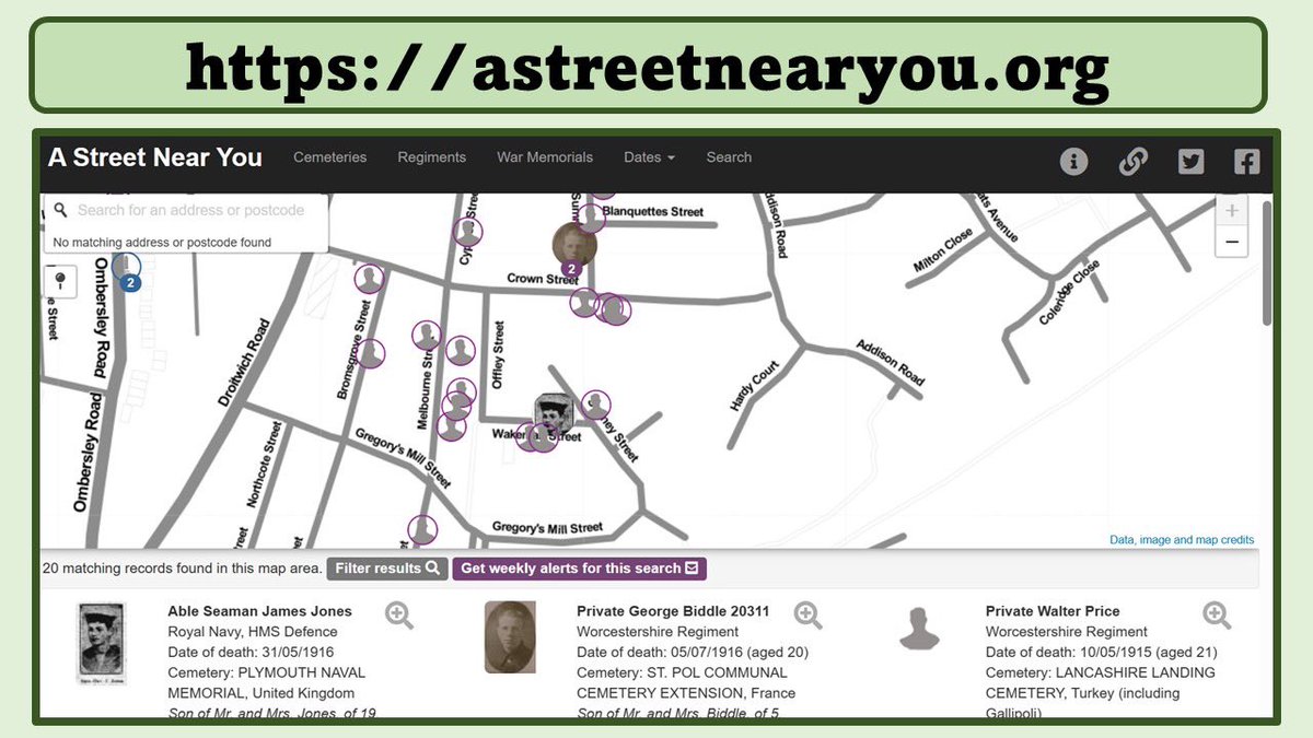 worcesterjonny's tweet photo. It you are looking to get some local history into your curriculum then ‘A Street Near You https://t.co/PSsdYvfNyy is a good place to start. You can very quickly build up a database of soldiers from your town who lost their lives during World War One #historyteacher https://t.co/4a5CaBGb8f