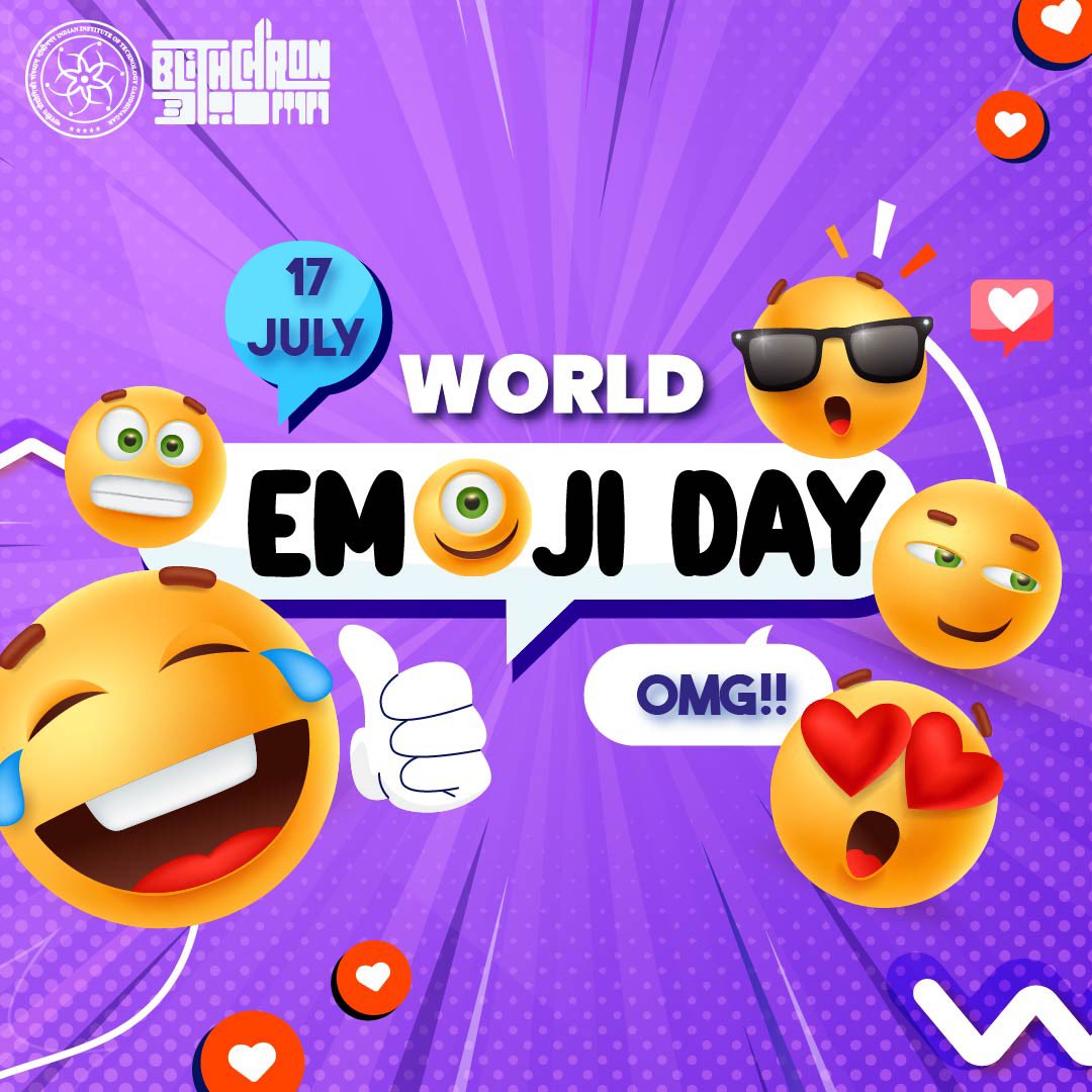 BlithchronIITGN's tweet photo. Happy World Emoji Day!🎉
Let's celebrate the universal language of emojis together and paint the digital world!
Comment down what emoji according to you describes Blithchron!
#emoji #worldemojiday #emojiday #happy #sad #texting #language #emotion #iit #iitgn #college #blith https://t.co/Kdr2nEEBw6