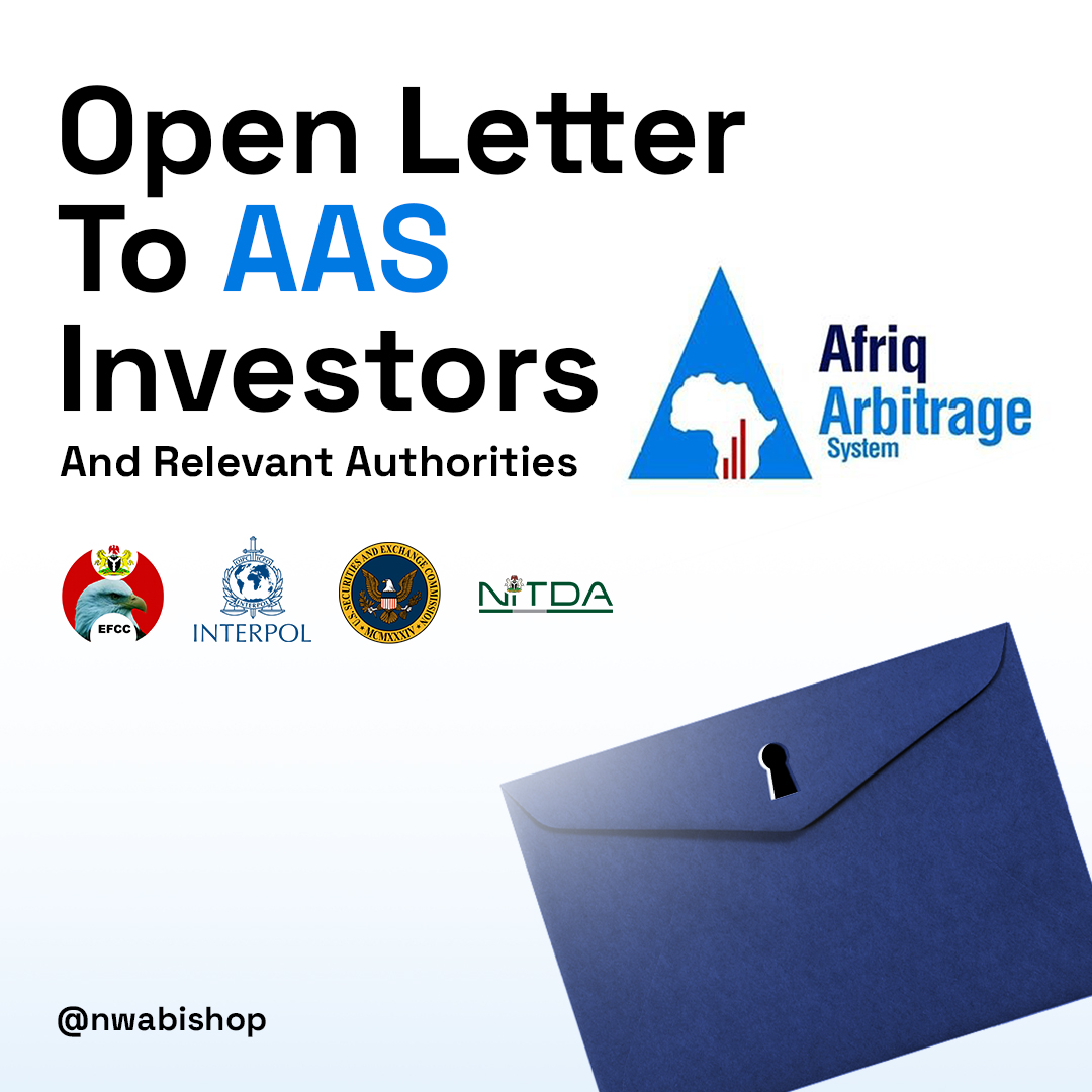 nwabishop's tweet image. Open Letter to AAS Investors &amp;amp; the Authorities 

A few days ago, the case involving #AAS, its CEO, Mr. Jessam Micheal, and Mr. Abayomi Segun Oluwasesan was brought to light by @instablog9ja  publication. It was revealed that Abayomi allegedly hacked AAS's blockchain and stole $87…
