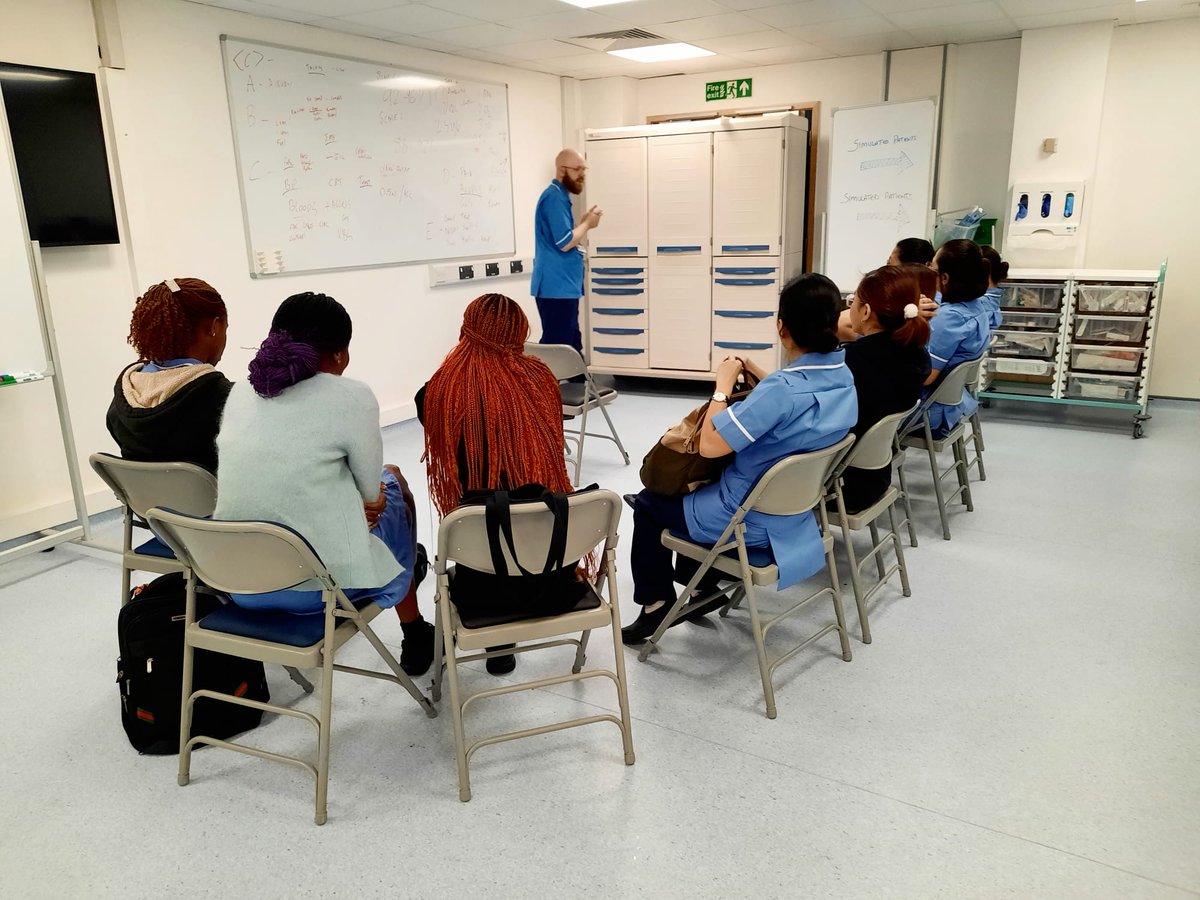 EducationDivB's tweet photo. CAN YOU MANAGE A DETERIORATING PATIENT CONFIDENTLY?  Over the few days we have been refreshing the skills of our new Internationally Educated Nurses so that they can confidently manage a deteriorating patient in their new clinical areas. Welcome to @UHSFT! @PaulR_ED @Ch4rd_C https://t.co/1TceJPkEuO