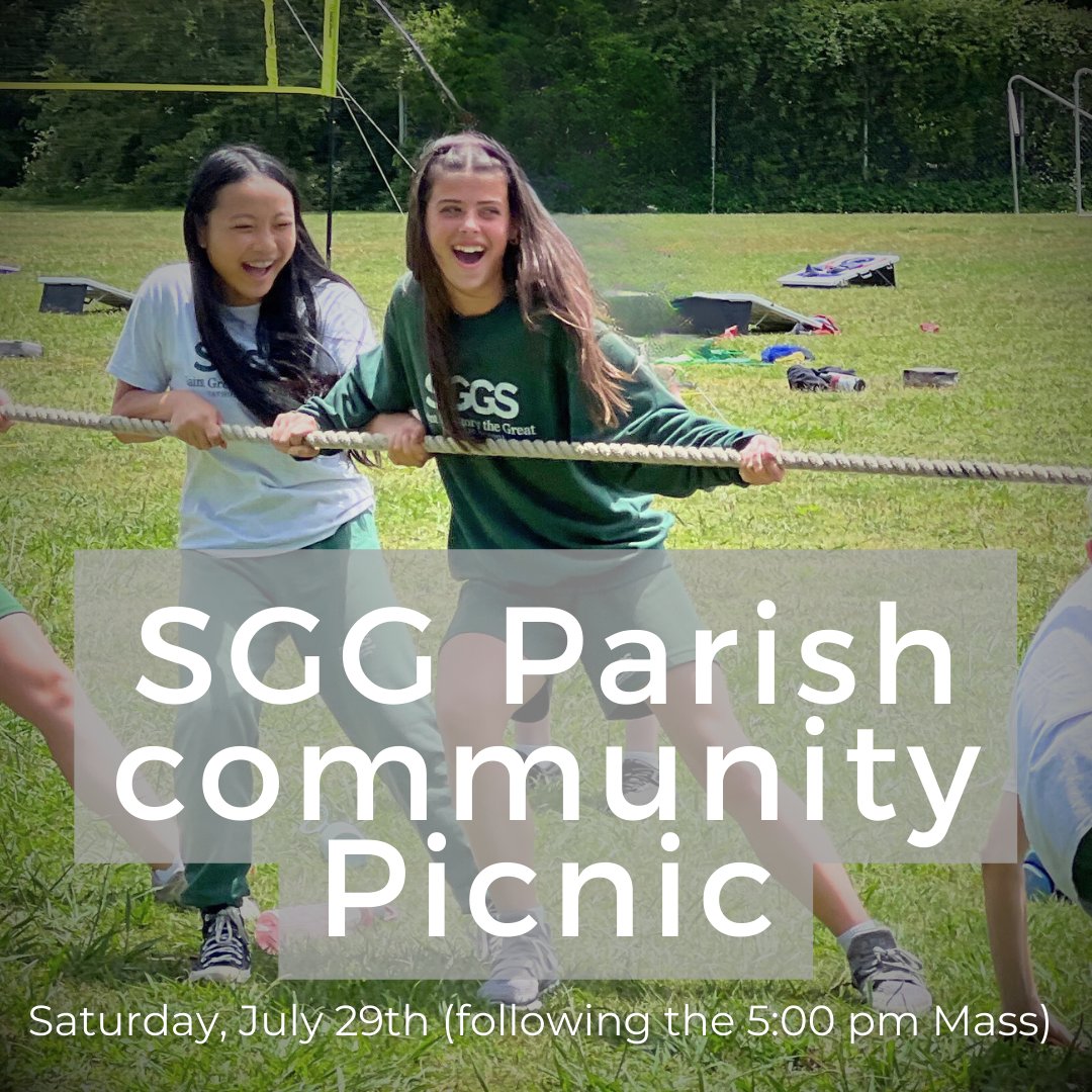 sggsvb's tweet photo. Please join us for food and fun Saturday, July 29th following the 5:00 pm Mass for Saint Gregory the Great Catholic ChurchParish Community Night! Bring your lawn chair and join us in celebrating each other, our community, and the upcoming school year! See you there, Saints! https://t.co/DTwNMMzAp9