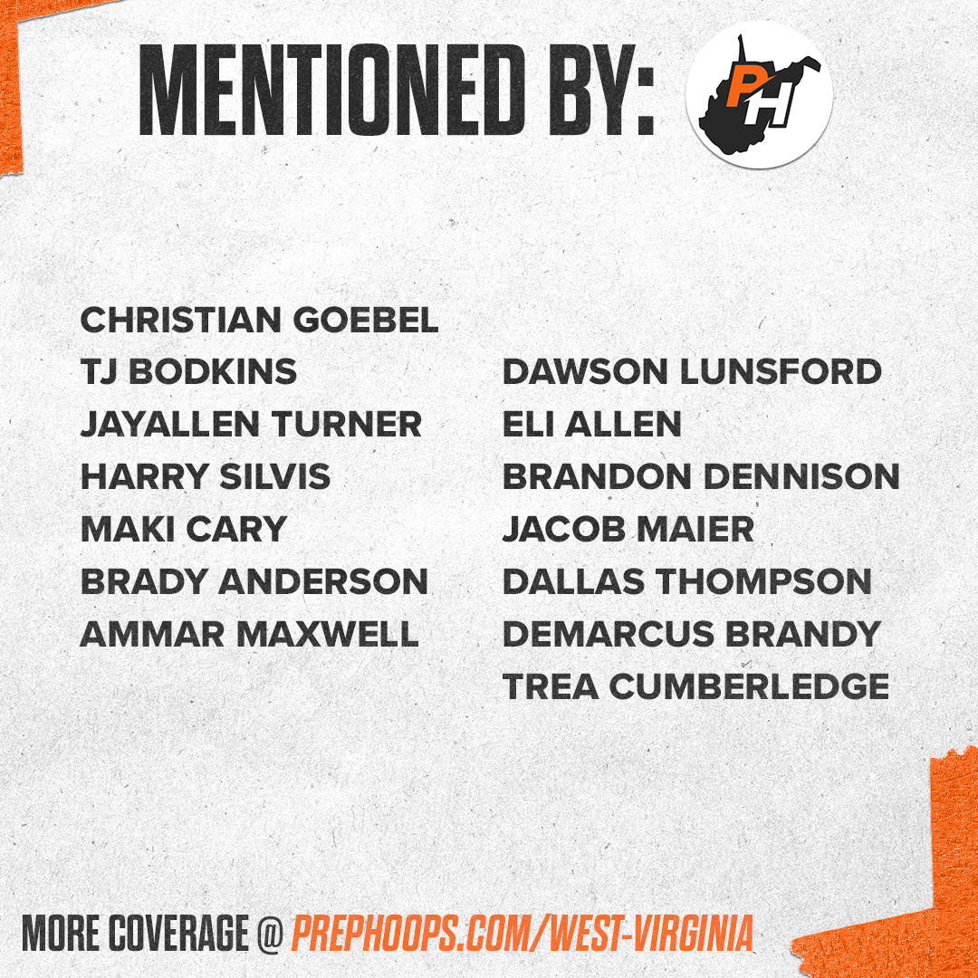 PrepHoopsWV (@prephoops_wv) on Twitter photo Who is making noise in West Virginia?
Below are some of the prospects who were recently mentioned by <a href="/wv_prephoops/">WV Prep Hoops</a> scouts!
Full coverage: prephoops.com/west-virginia
Featuring: <a href="/cgoeb_/">christian goebel †</a> <a href="/makicary3/">Maki Cary</a> <a href="/ammarmaxwell06/">ammar maxwell</a>
<a href="/dawson_lunsford/">Dawson Lunsford</a> <a href="/Brandon_D_33/">Brandon Dennison</a> <a href="/D4llasThompson/">Dallas Thompson</a> Who is making noise in West Virginia?
Below are some of the prospects who were recently mentioned by <a href="/wv_prephoops/">WV Prep Hoops</a> scouts!
Full coverage: prephoops.com/west-virginia
Featuring: <a href="/cgoeb_/">christian goebel †</a> <a href="/makicary3/">Maki Cary</a> <a href="/ammarmaxwell06/">ammar maxwell</a>
<a href="/dawson_lunsford/">Dawson Lunsford</a> <a href="/Brandon_D_33/">Brandon Dennison</a> <a href="/D4llasThompson/">Dallas Thompson</a>