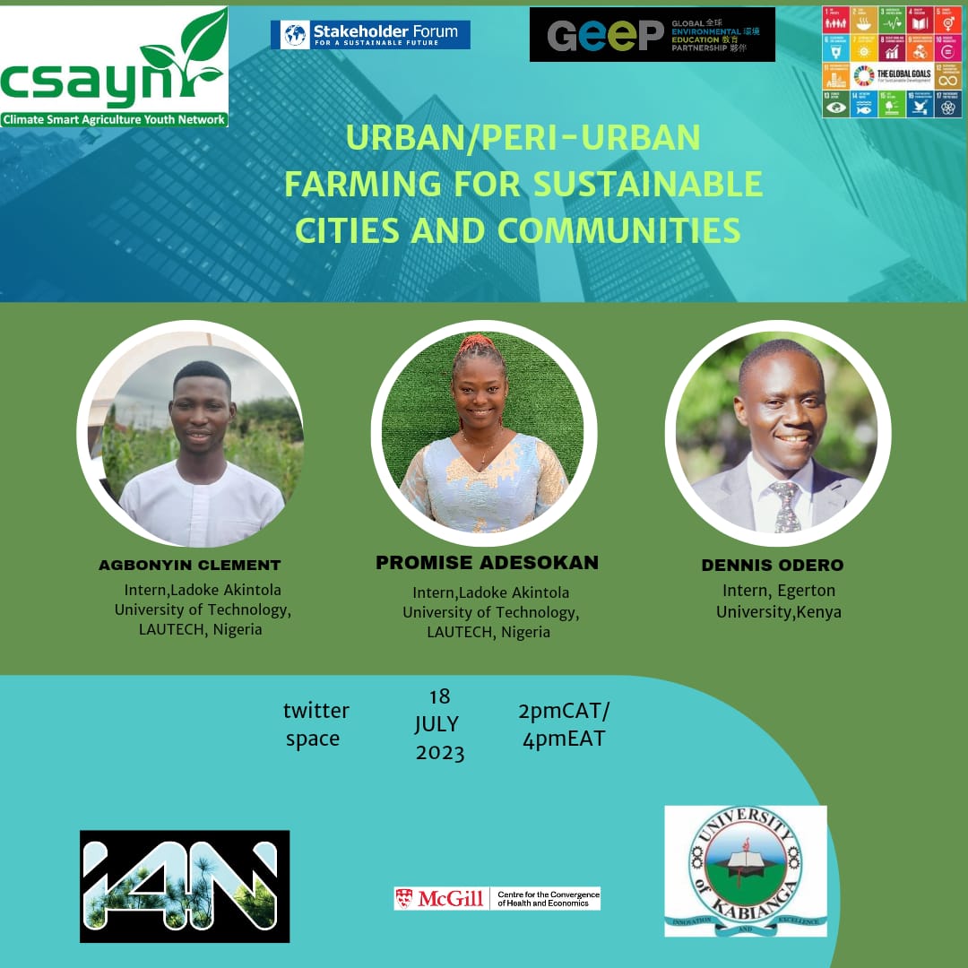 📢 Join us tomorrow for an important meeting on Urban/Peri-Urban farming! Discover how it drives sustainable cities & communities. 🌱🏙️ Don't miss this opportunity to learn and contribute. See you then! #SustainableFarming #UrbanAgriculture #CommunityDevelopment