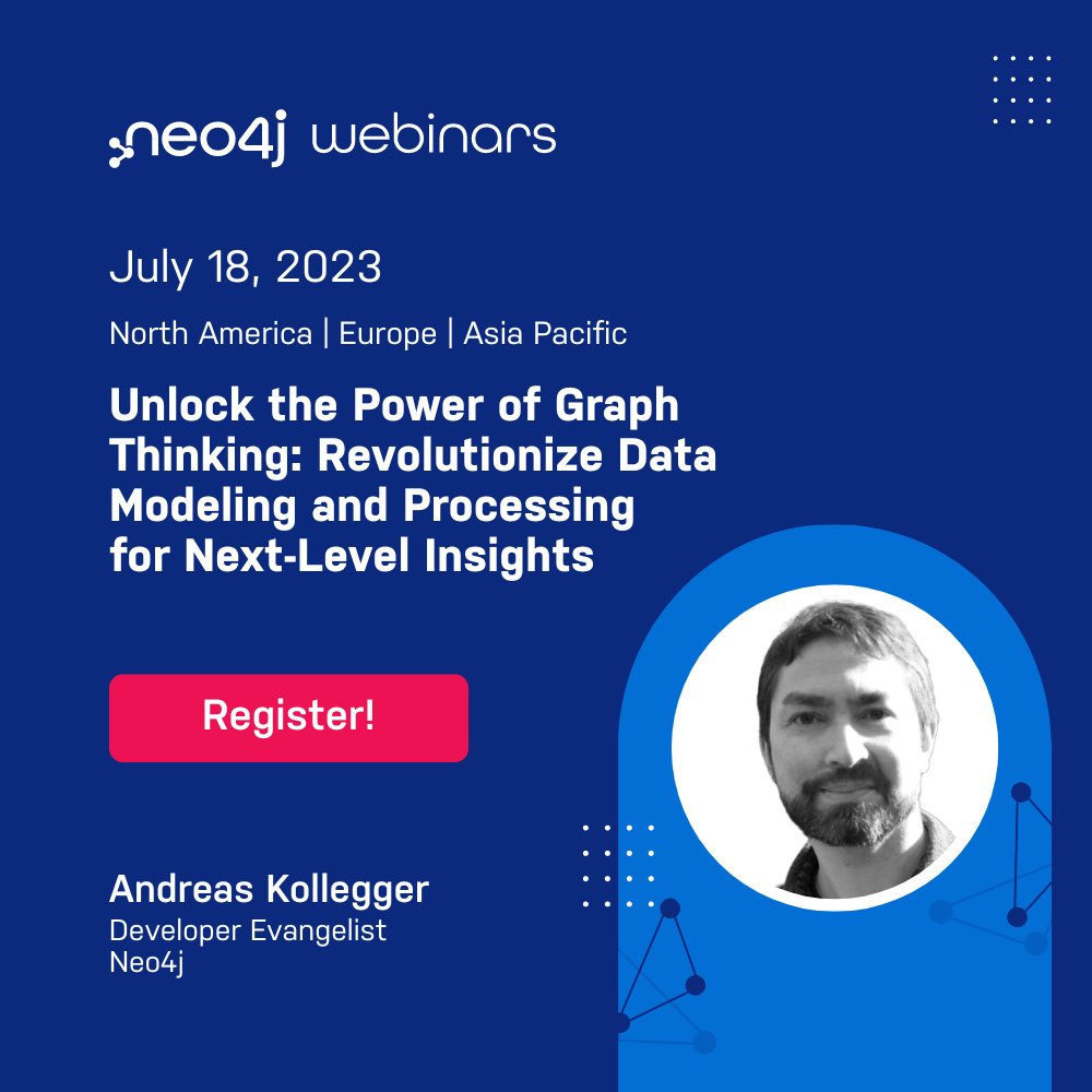 neo4j's tweet image. Join @akollegger Developer Evangelist at #Neo4j, for this webinar to learn about Graph Thinking and understand:
Asia Pacific: okt.to/CULWZf..
Europe: okt.to/NkHQRK
North America: okt.to/6ITfpC
#GraphTechnology #DataModeling