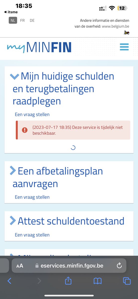 Omarxox's tweet photo. @FODFinancien technische storing op het e loket? Wanneer zal dit opgelost worden aub? https://t.co/r3ioLOUDFi