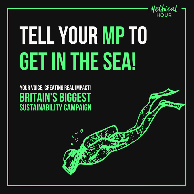 We're running Britain's BIGGEST #Sustainability campaign to influence the 2024 General Election Manifestos! New oil & gas and sewage pollution will all be BIG election topics. Help us tell politicians what action WE ALL want them to take! ethicalhour.com/home/the-campa… #EthicalHour