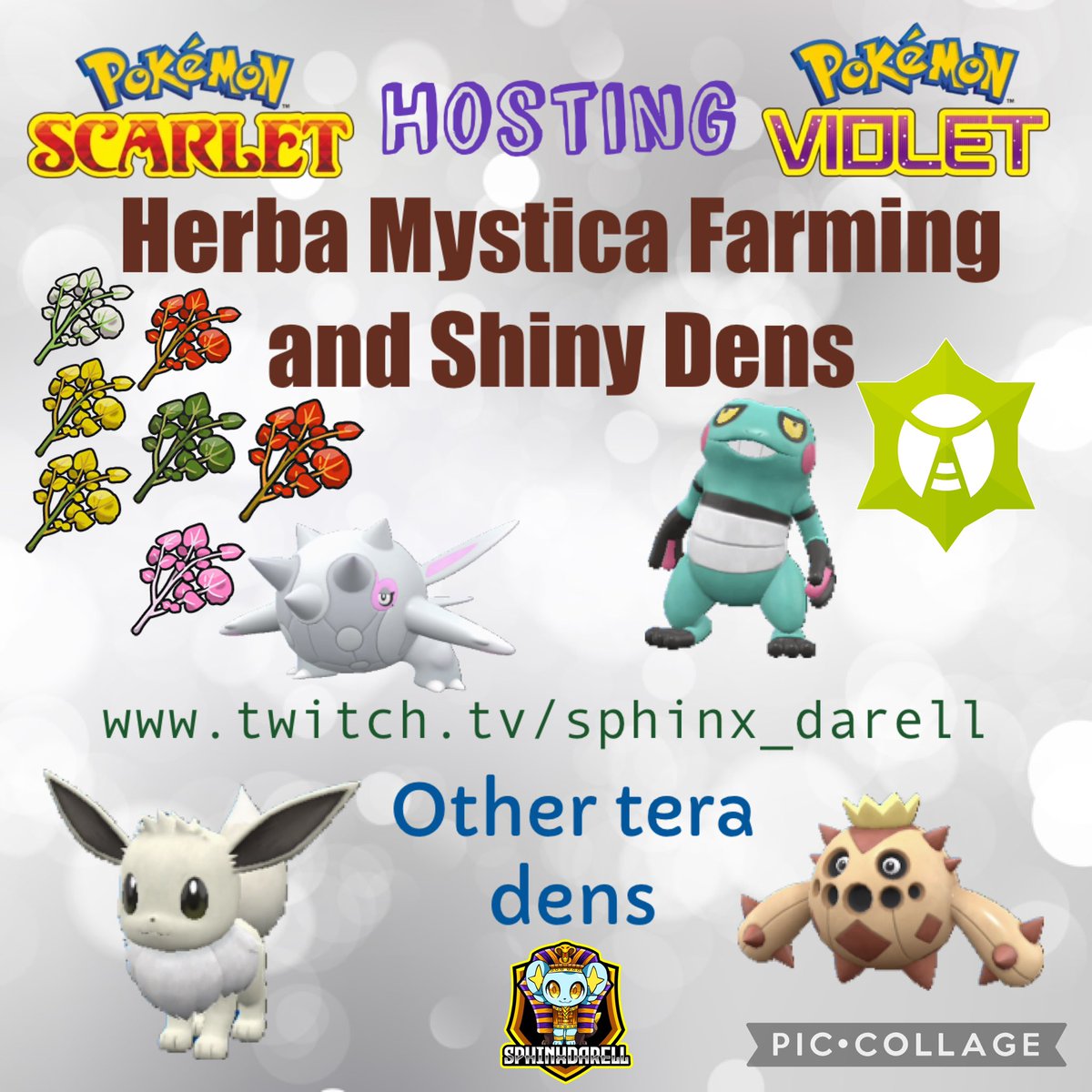 SphinxDarell's tweet photo. HOSTING Shiny TERA RAID DENS #Pokemon #shiny #PokemonScarletandviolet #ShinyPokemon  #PokemonScarletViolet #PokemonScarlet #PokemonViolet #Nintendo 

HERBA MYSTICA FARMING and Shiny Pokemon Tera Dens

ENJOY and HAVE FUN! 
https://t.co/dO3XjVFe1o

Discord: https://t.co/JiWn1lGd7o https://t.co/L5oGoCeUWm