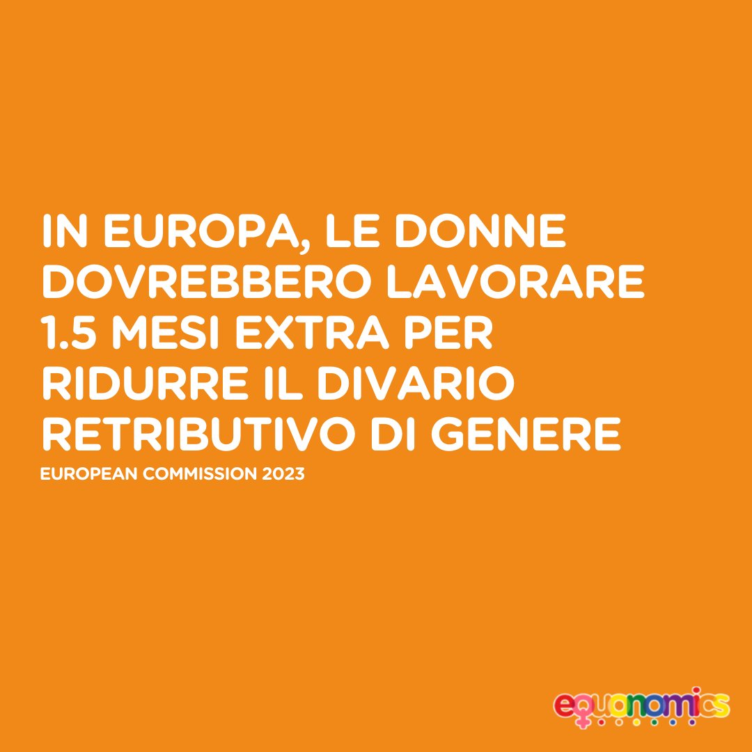 Secondo la Commissione Europea, in UE, le donne dovrebbero lavorare 1.5 mesi extra per ridurre il divario retributivo di genere.

#equonomics
#genderpaygap