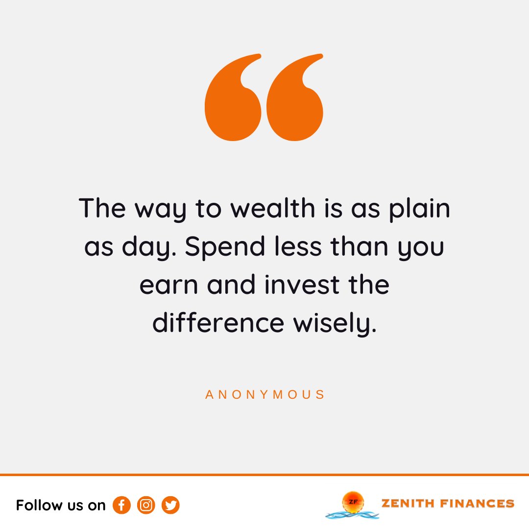 zenithfinances's tweet photo. 💰💡 Illuminate your path to wealth! Follow the simple formula: spend less than you earn and invest wisely. Embrace financial discipline, make conscious choices, and let your wealth grow steadily. The key to prosperity lies within your grasp. 
#WealthBuilding #Zenithfinances https://t.co/JncRwhlwb2