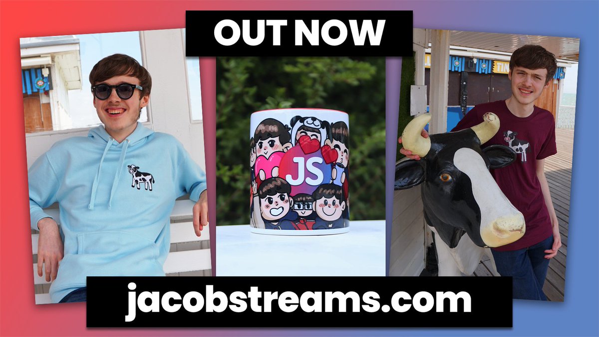 JacobStreams_'s tweet photo. MY FIRST MERCH IS NOW OUT!!

I've been working on this for months and I'm so excited it's finally launched! #JacobStreamsMerch

Go grab yourself a hoodie, t-shirt, mug or stickers! 

https://t.co/R9ejPl7tcD https://t.co/0Qy6B0WWnr