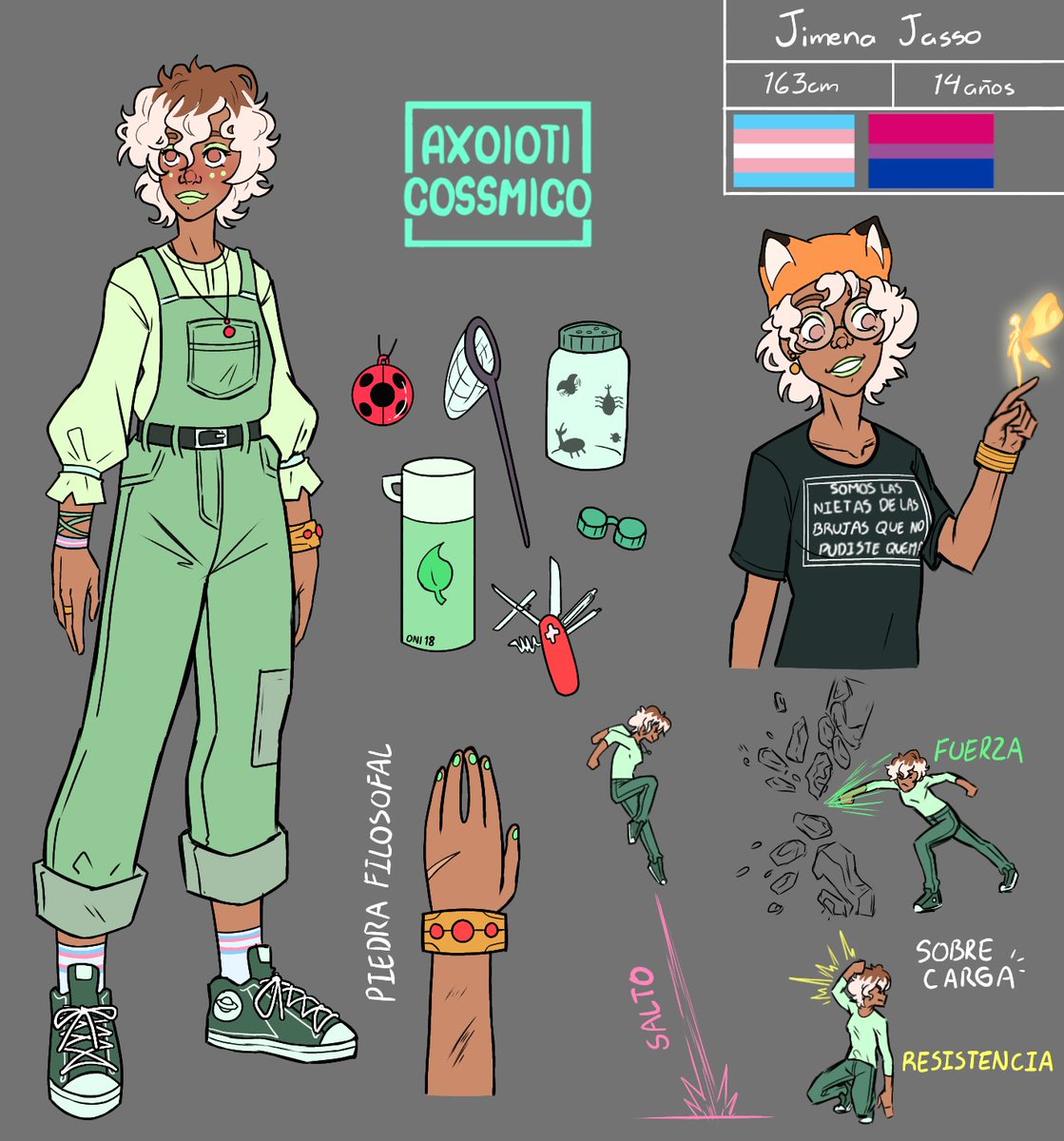 axolotl_cos5's tweet photo. Continuing with the characters for my comic. Jimena inherited the position of his father within an organization in charge of hunting and hiding the alebrijes, but he is still too young and cannot get the full potential out of him.  She is also Mateo's best friend. https://t.co/3eiWfrUXZc