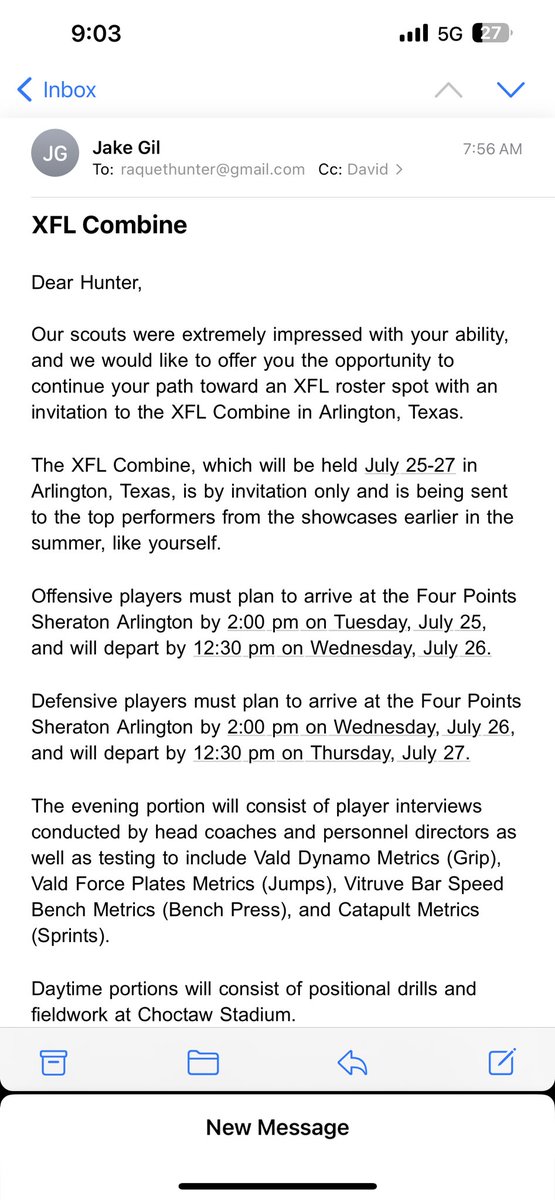 HunterRaquet's tweet photo. One step closer!!! See y’all in Arlington @XFL2023 https://t.co/vroPWPLt80