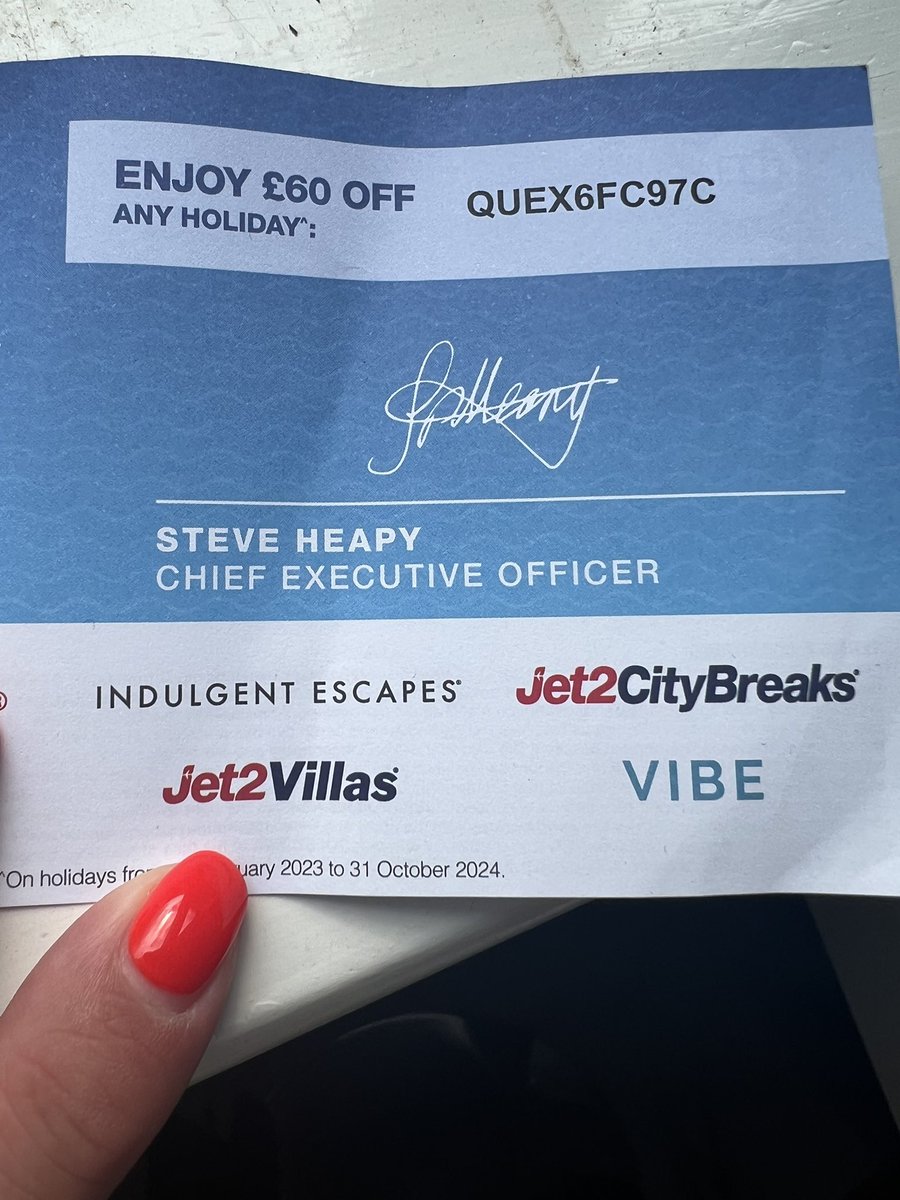 poshbirdvik's tweet photo. @jet2tweets Hi! We were given a discount voucher after we got off our flight on Sunday morning from Dalaman…only to find out it expired on the 31st May!! Do you have another code I can use please? https://t.co/32PLcIkgLw