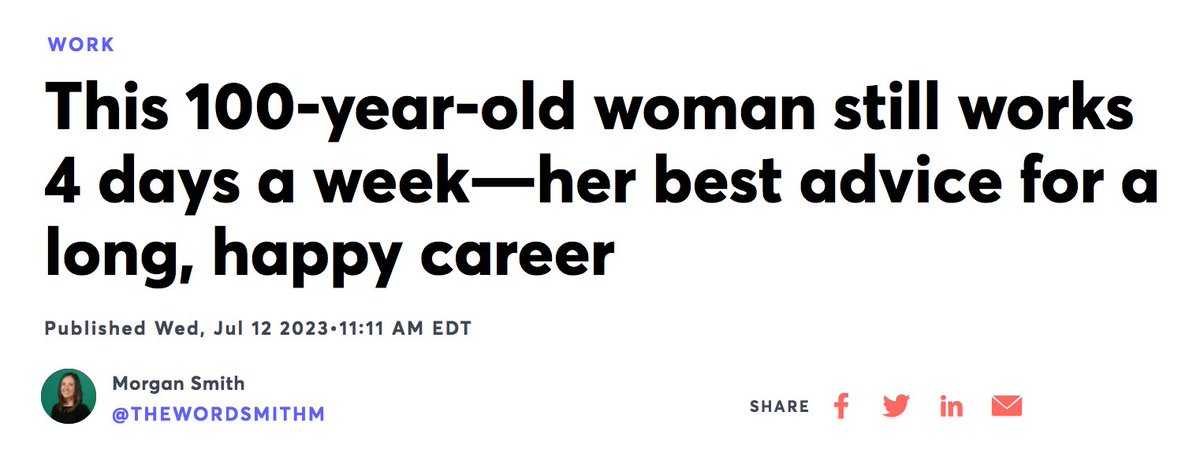 The last person I would take career advice from is somebody who is still working at the age of 100.