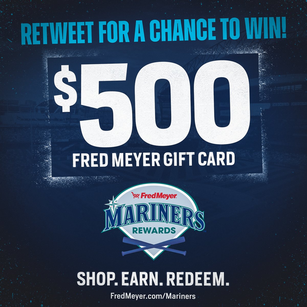 Seattle Mariners (@mariners) on Twitter photo 🛒 RETWEET TO WIN 🛒
Now’s your chance to win a $500 gift card, thanks to <a href="/Fred_Meyer/">Fred Meyer</a>! All you have to do is retweet this and don’t forget to check out Fred Meyer Mariners Rewards next time you’re shopping. atmlb.com/3fh7AGY 🛒 RETWEET TO WIN 🛒
Now’s your chance to win a $500 gift card, thanks to <a href="/Fred_Meyer/">Fred Meyer</a>! All you have to do is retweet this and don’t forget to check out Fred Meyer Mariners Rewards next time you’re shopping. atmlb.com/3fh7AGY