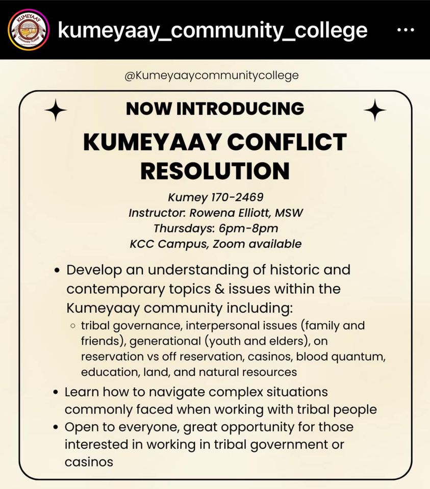 CINCollege's tweet photo. #kumeyaaycommunitycollege #nativestudies #conflictresolution https://t.co/pHYMMXj8Y3