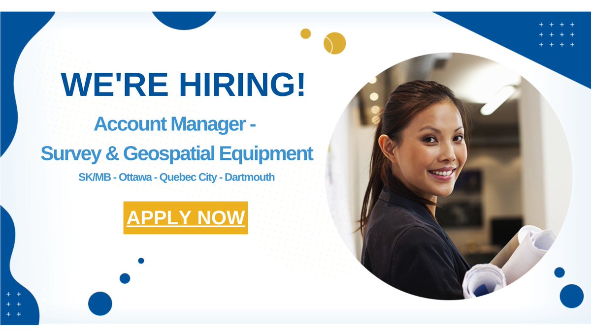 Cansel is hiring an Account Manager – Survey and Geospatial Equipment for its Saskatchewan/Manitoba, Ottawa, Quebec City, and Dartmouth offices! These job opportunities are permanent, full-time positions.

Apply now: hubs.li/Q01XPdQt0

#Cansel #Jobs #Hiring