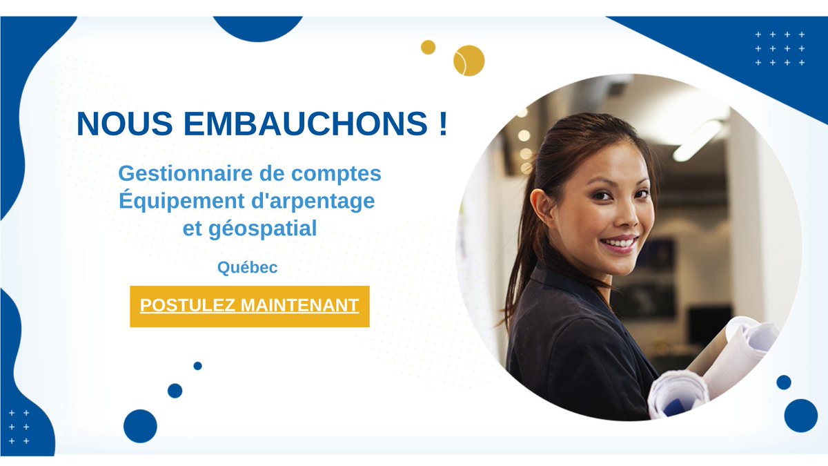 Cansel est à la recherche d’un Gestionnaire de comptes - Équipement d’arpentage et géospatial (permanent, temps plein) pour son bureau de Québec ! 

Postulez maintenant : hubs.li/Q01XP21v0

#Cansel #Emplois #Recrutement