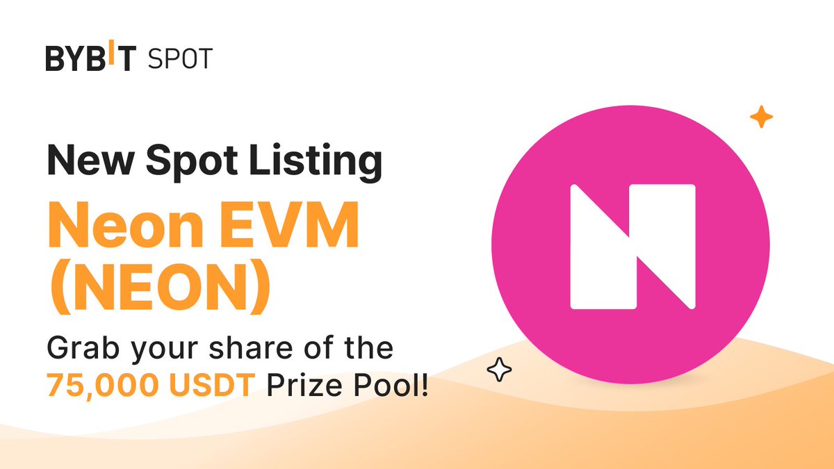 Bybit_Official's tweet photo. 📣 New listing: $NEON @Neon_EVM is Now Live on #BybitSpot!

🗓️ Withdrawal will open on Jul 18, 2023, 10AM UTC

Deposit to share of the 75,000 USDT prize pool: https://t.co/MXxgXaeSqU

Trade NEON: https://t.co/05qFWz2xF7

You can also trade it with #Bybit Grid Bots! 
#TheCryptoArk https://t.co/aElxh8buTz