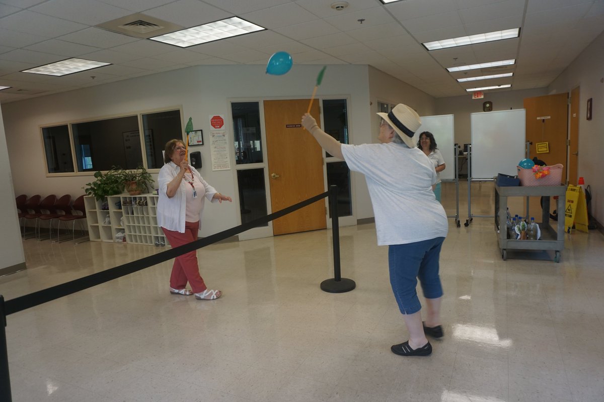 SCTV17's tweet photo. It's Hawaiian Week at the Ingram Senior Center! Many of the Seniors participated in Hawaiin games: Coconut Bowling, Hawaiin Pictionary, Hawaiin Badminton and more. Linda Fusco was the winner of the challenging Hawaiin Badminton game. https://t.co/0mtjoB67us