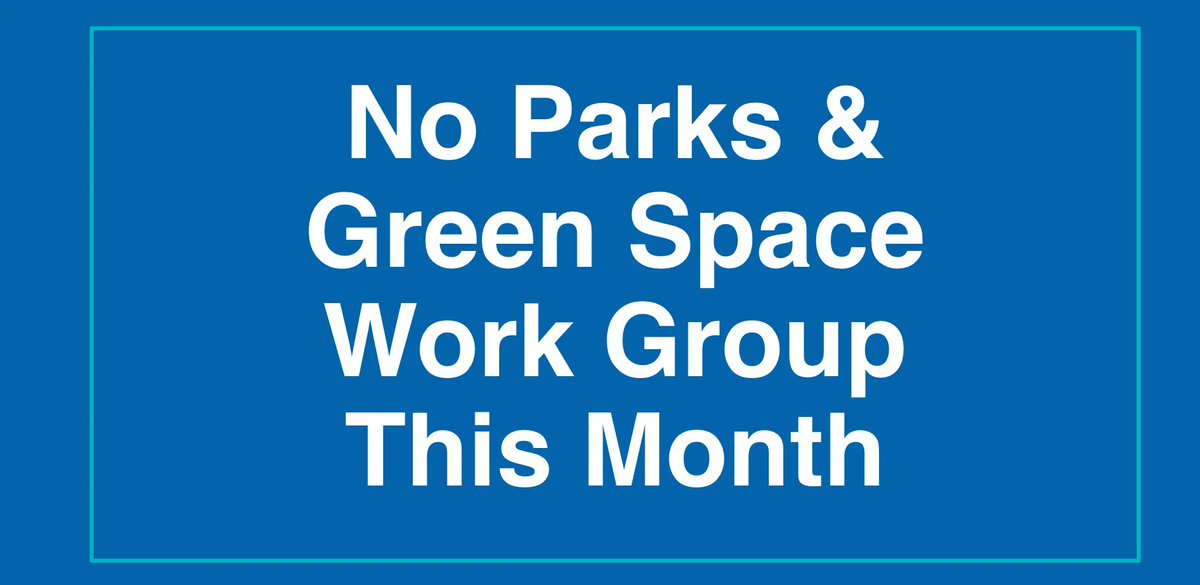 There will be no Parks &amp; Green Space Work Group this month.
#PAPRENParksGreenSpace 
#ActivePeople 
<a href="/jfchriqui/">Jamie Chriqui</a> 
<a href="/CDC_DNPAO/">CDC DNPAO</a>