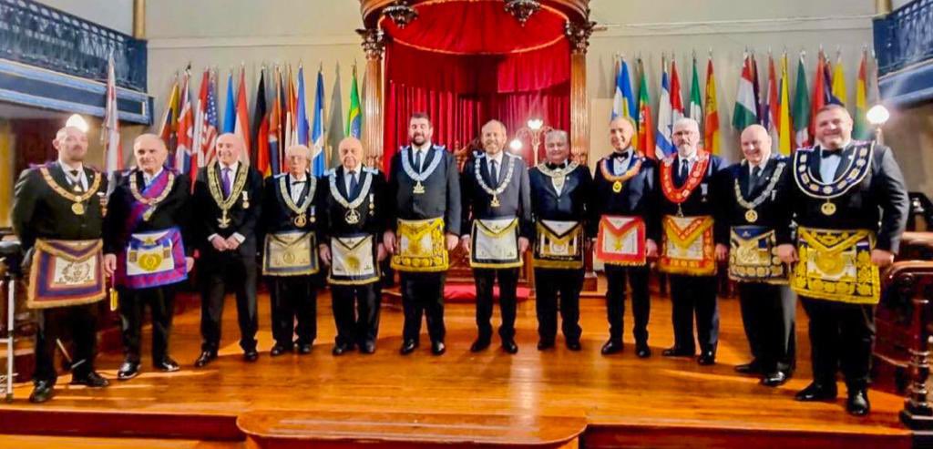 DGLSASD's tweet photo. Our DGM, R.W.Bro. Cooper along with the DDGM, W. Bro. Gómez-Berrade, attended the 80° Meeting of L. Canning, they also attended the Installation of MRH Pablo Lázaro as GM of GLA and finally the DGM participated in the Installation of W. Bro. Andy Mazas, Master of St. John Lodge. https://t.co/lkknInFm2k