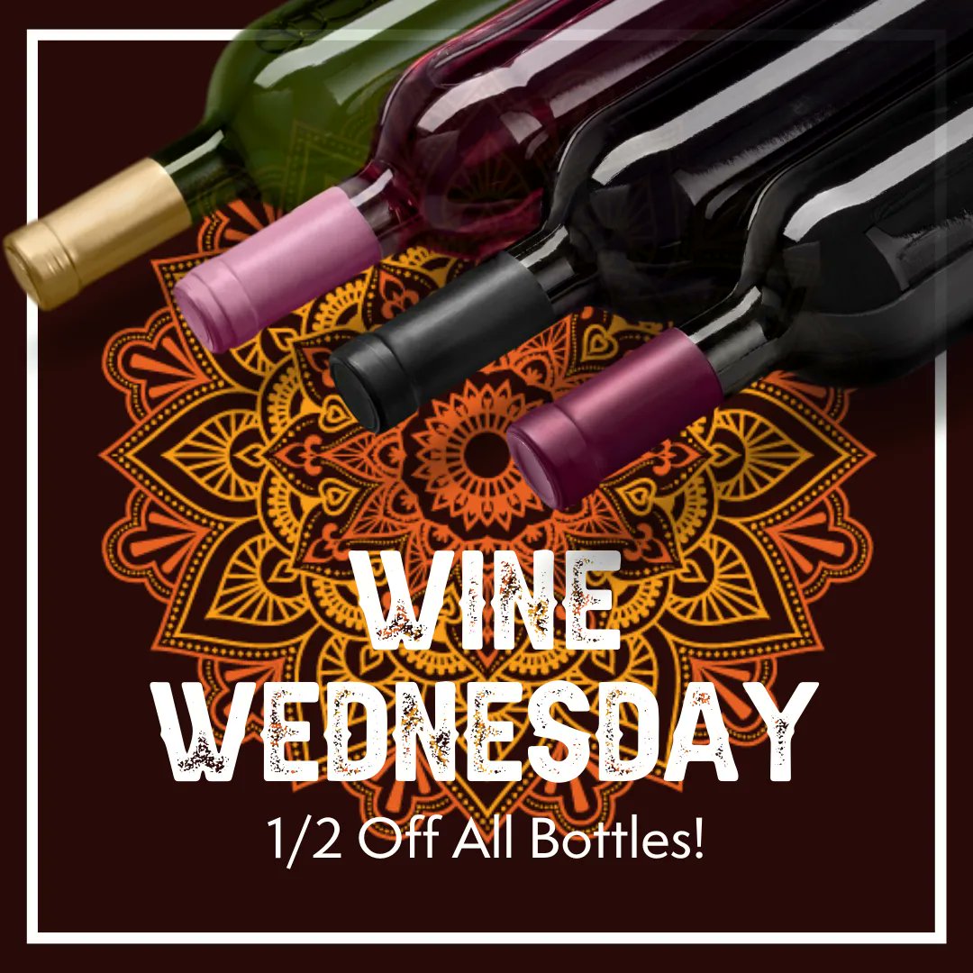 🍷🍽️ Join us every #WineWednesday and enjoy the perfect pairing of our fabulous food with half off on all bottles of wine! 🍾🔥 Don't miss out – indulge your taste buds and elevate your evening with us! 🌟🍷 #FoodAndWineLovers #RestaurantDeals #Cheers #wino