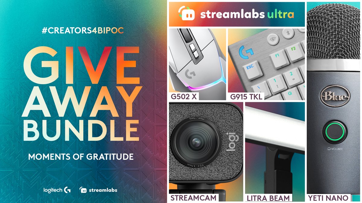 🧡 Moments of Gratitude #Creators4BIPOC GIVEAWAY 🧡

⇢ Like + RT this post
⇢ Follow <a href="/LogitechG/">Logitech G</a> &amp; <a href="/streamlabs/">Streamlabs</a> 
⇢ Comment and @ someone you'd give this bundle to

‣ Redeem your entries: gleam.io/fCcXT/moments-…
