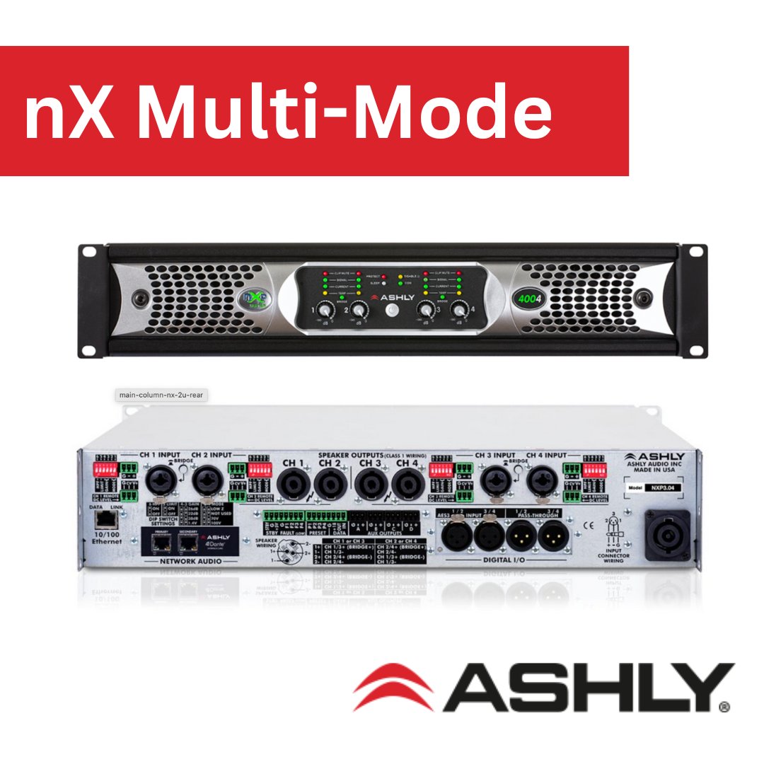 Featuring today are the nX Multi-Mode amplifiers - #VersatileConnections for any audio setup! With two-channel and four-channel models, you can choose the perfect amp for your setup. Plus, it's energy-efficient, thanks to the Class-D circuitry switcher amplifier.  #AshlyAudio