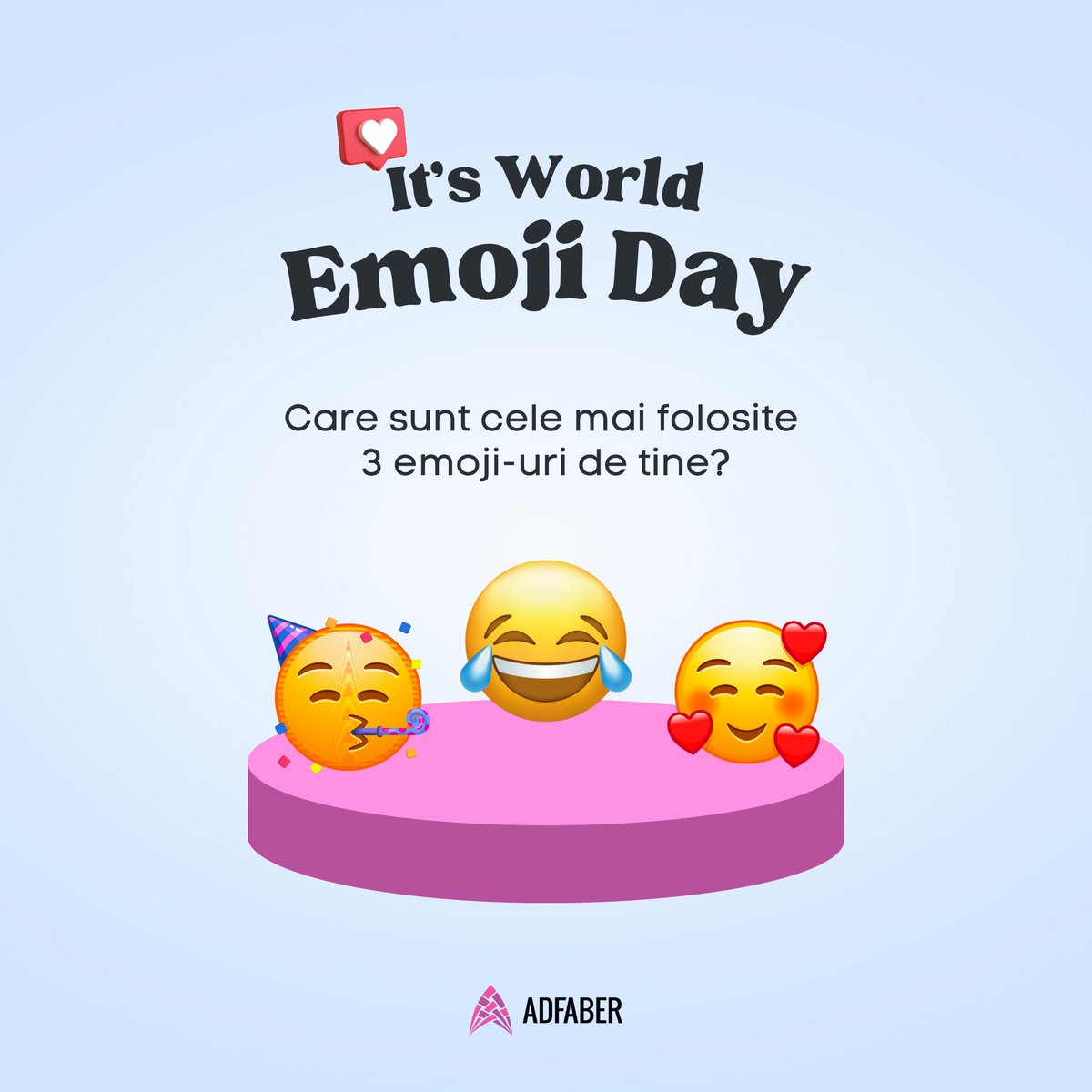 Fun fact: știai că în 2015, Cuvântul Anului în Dicționarul Oxford a fost emoji-ul "😂"? Luminează telefoanele prietenilor tăi cu toate emoji-urile astăzi și spune-ne care sunt cele mai folosite 3 emoji-uri de tine. Începem noi: 🚀 💜📱

#adfaber #emoji #emojiday #WorldEmojiDay