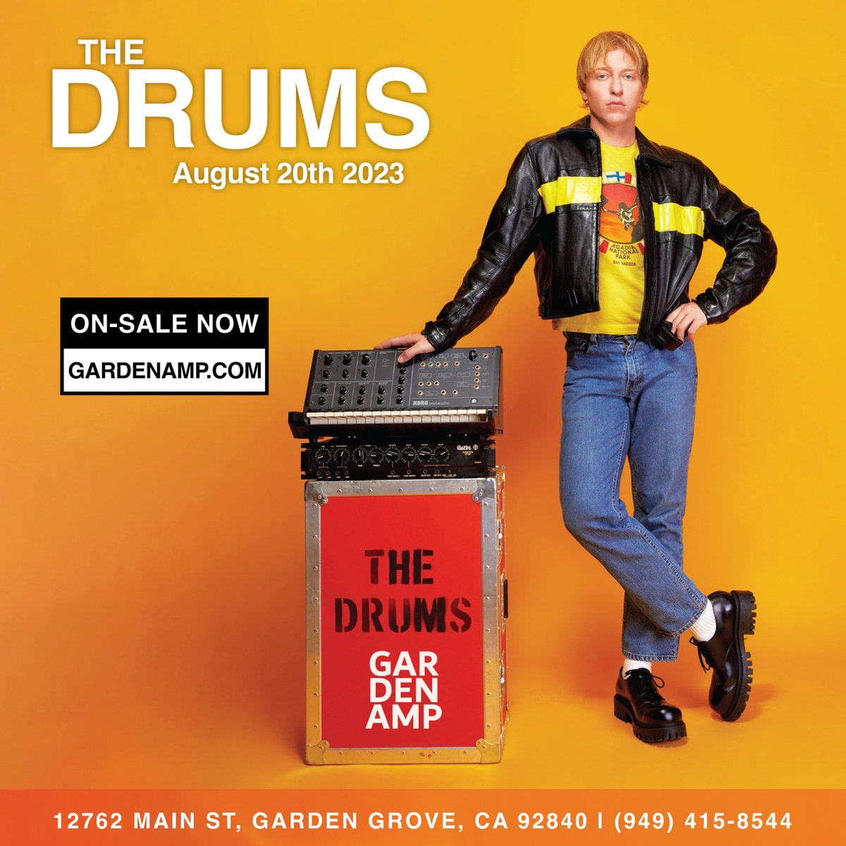The Drums (@thedrumsforever) on Twitter photo Adding one more show in Garden Grove, CA for anyone who couldn't get in the shrine. Intimate show. Less than 1000 tix available. 
On sale now: shorturl.at/fjmY7 Adding one more show in Garden Grove, CA for anyone who couldn't get in the shrine. Intimate show. Less than 1000 tix available. 
On sale now: shorturl.at/fjmY7