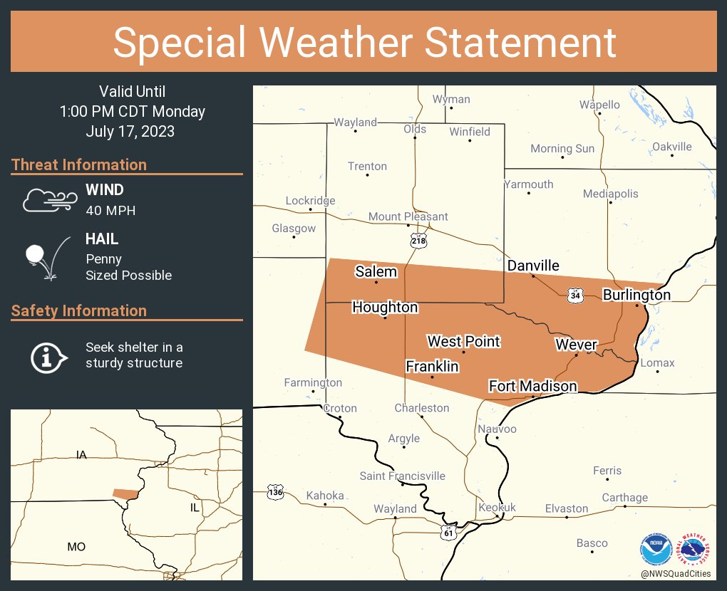 NWS Quad Cities on Twitter "A special weather statement has been
