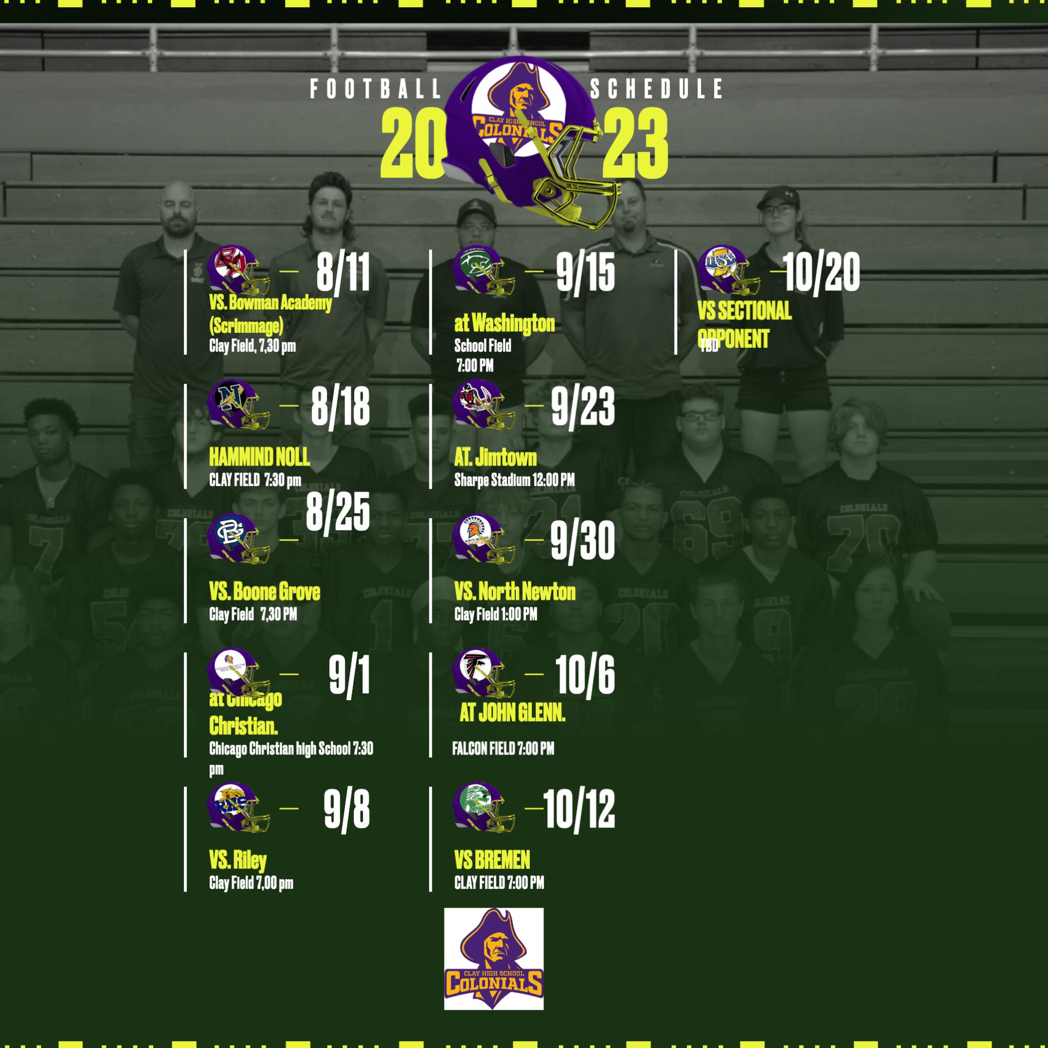 SB Clay Athletics on Twitter: "Update 2023 Clay Football Schedule. GO