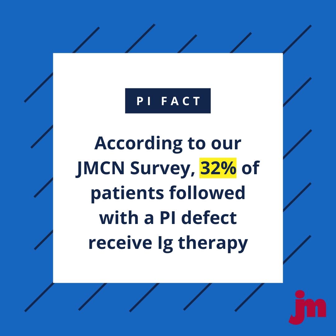 Info4PI's tweet photo. #PIFact: According to our global JMCN Survey, 32% of patients followed who have a #PrimaryImmunodeficiency defect receive #immunoglobulin (Ig) replacement therapy. Do you receive #IgTherapy? How has it improved your quality of life? 🏥 Learn more at https://t.co/MZtOsVgE7A https://t.co/D9eKqn7Wmb