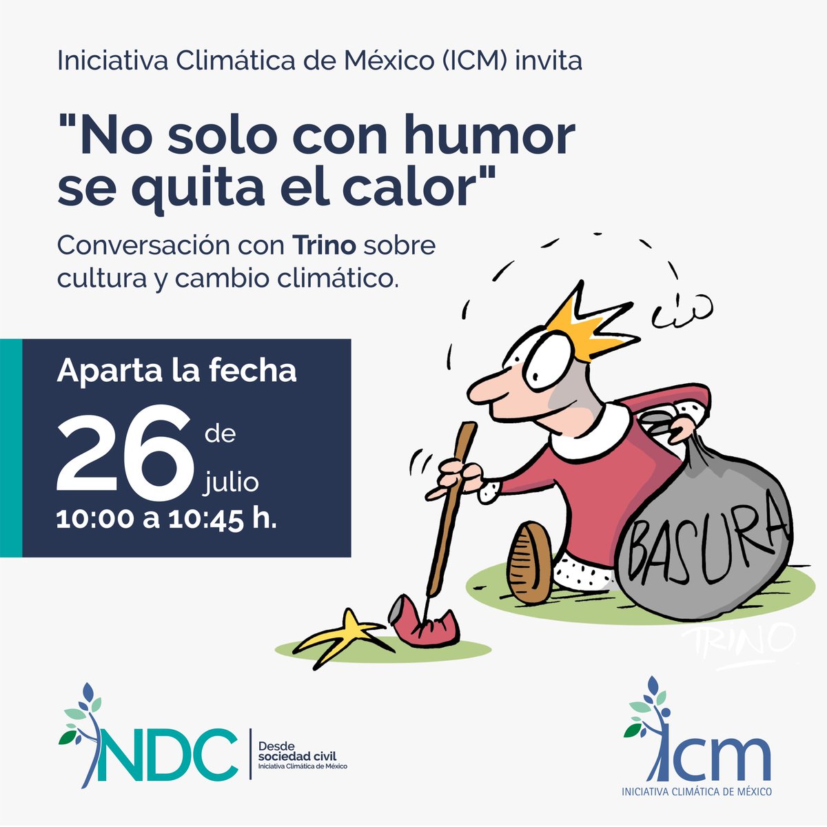 ¡Aparta la fecha!
Conversación con Trino sobre cambio climático y cultura.
📅 26 de julio | 10:00 a 10:45h
¡Registrate! tiny.cc/trin_tw