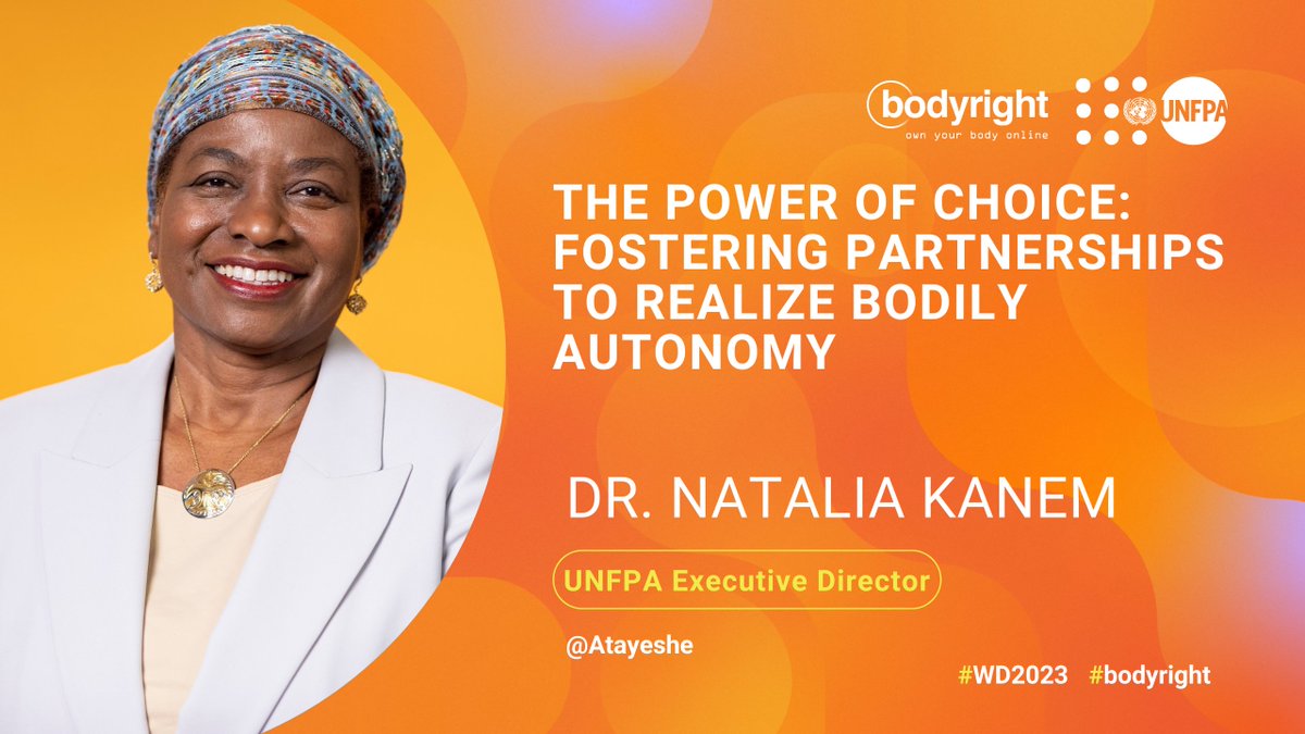 UNFPA (@unfpa) on Twitter photo “Bodily autonomy is non-negotiable. It is about choice, rights and the power of women and girls to decide over their own body.” — <a href="/Atayeshe/">UNFPA Executive Director</a>
At the <a href="/WomenDeliver/">Women Deliver</a> Pre-Conference, <a href="/UNFPA/">UNFPA</a> Executive Director Dr. Natalia Kanem advocated for #bodyright.
#WD2023 “Bodily autonomy is non-negotiable. It is about choice, rights and the power of women and girls to decide over their own body.” — <a href="/Atayeshe/">UNFPA Executive Director</a>
At the <a href="/WomenDeliver/">Women Deliver</a> Pre-Conference, <a href="/UNFPA/">UNFPA</a> Executive Director Dr. Natalia Kanem advocated for #bodyright.
#WD2023