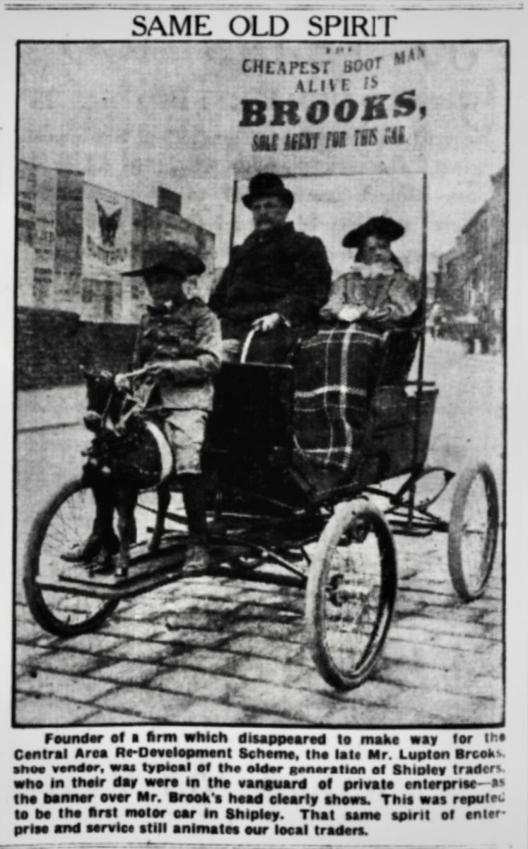 SaltsWalks's tweet image. Proud producer &amp;amp; purveyor of footwear for #Shipley folk, Lupton Brooks traded in Kirkgate &amp;amp; was an Overseer of the Poor. The first to own a motor car &amp;amp; to install electric lights in Shipley, he posed with family outside his home ‘Brooklyn’ at 1 Bingley Rd. #RealLives