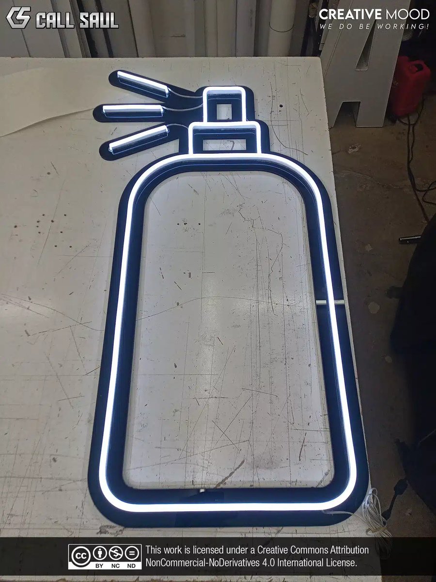 We made this spray bottle LED Neon Sign in the color blue. We mounted it on cut-to-shape clear acrylic support.
Looking to get a Custom LED Neon Sign like this? Find us on our social medias. 
#CallSaul #CreativeMood #LEDNeonSigns #CustomNeon

callsaul.us/portfolio-item…