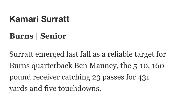Kamari Surratt (@kamarisurratt) on Twitter photo Thank you <a href="/JoeLHughesII/">Joe L. Hughes II</a> for the write up in the Gaston Gazette. Honored to be on this list full of great and talented wide receivers‼️<a href="/burnsbulldogs/">Burns High School Football</a> <a href="/burns_football/">Burns Football Recruiting</a> <a href="/ClarkMorrio/">Coach Morrio Clark</a> <a href="/CoachDiamont/">David J Diamont</a> <a href="/DevineDomino/">David Devine</a> Thank you <a href="/JoeLHughesII/">Joe L. Hughes II</a> for the write up in the Gaston Gazette. Honored to be on this list full of great and talented wide receivers‼️<a href="/burnsbulldogs/">Burns High School Football</a> <a href="/burns_football/">Burns Football Recruiting</a> <a href="/ClarkMorrio/">Coach Morrio Clark</a> <a href="/CoachDiamont/">David J Diamont</a> <a href="/DevineDomino/">David Devine</a>