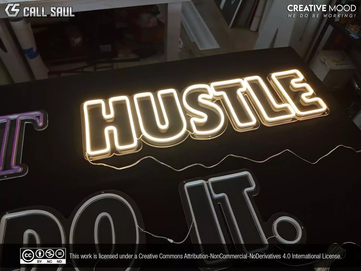 We made this "Hustle" LED Neon Sign in the color warm white. We mounted it on cut-to-shape clear acrylic support.
Looking to get a Custom LED Neon Sign like this? Find us on our social medias. 
#CallSaul #CreativeMood #LEDNeonSigns #CustomNeon

callsaul.us/portfolio-item…
