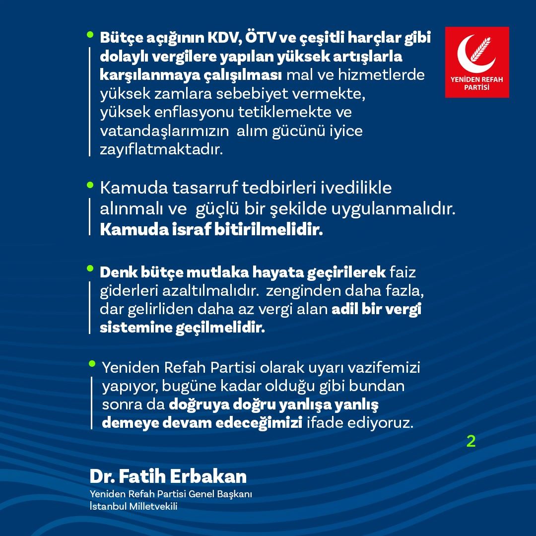 Yeniden Refah Partisi Genel Başkanı Dr. Fatih Erbakan'ın yapılan #zamlar hakkındaki basın açıklaması.

@ErbakanFatih

#ZamYagmuru 
#ZamGeldi